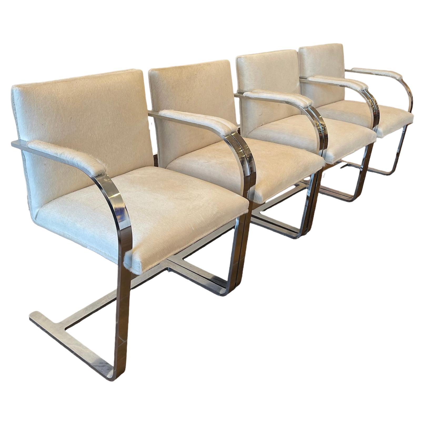 Mies Van Der Rohe Calfskin Brno Chairs Set of 4 For Sale