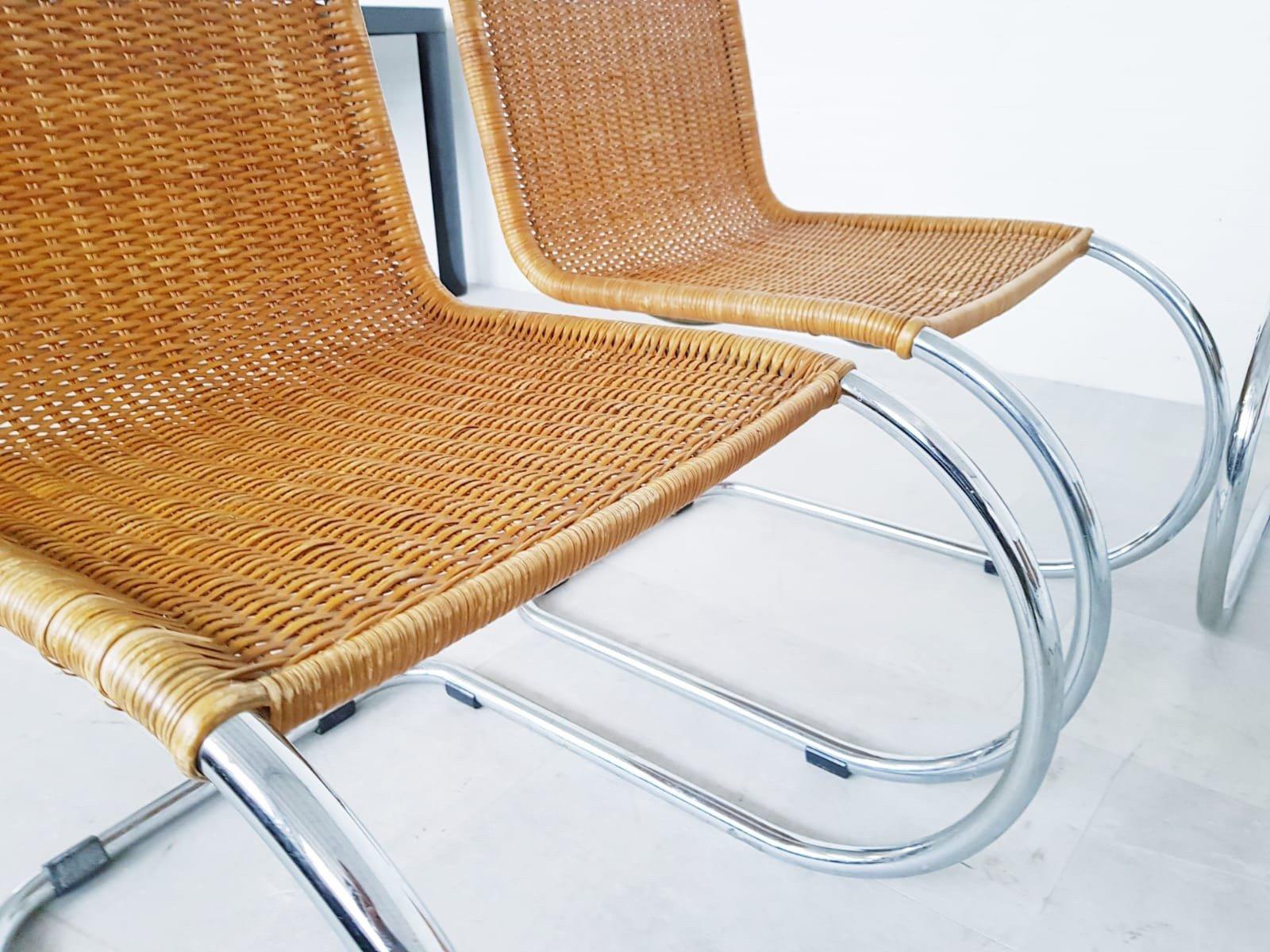 Rattan Mies van der Rohe Cantilever Chairs for Thonet