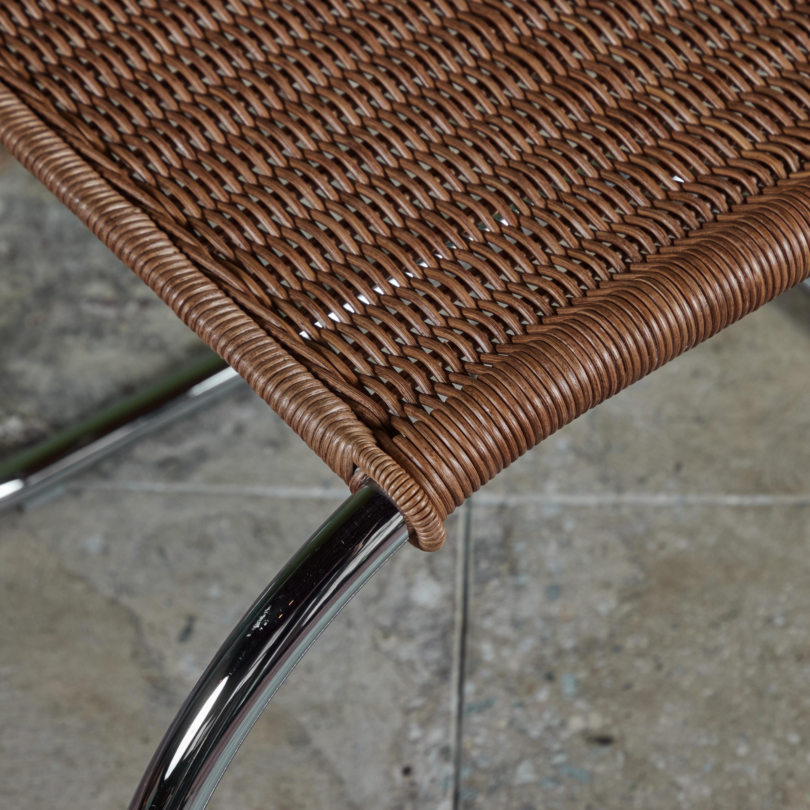 Steel Mies Van Der Rohe Cantilevered Cane Dining Chair for Knoll