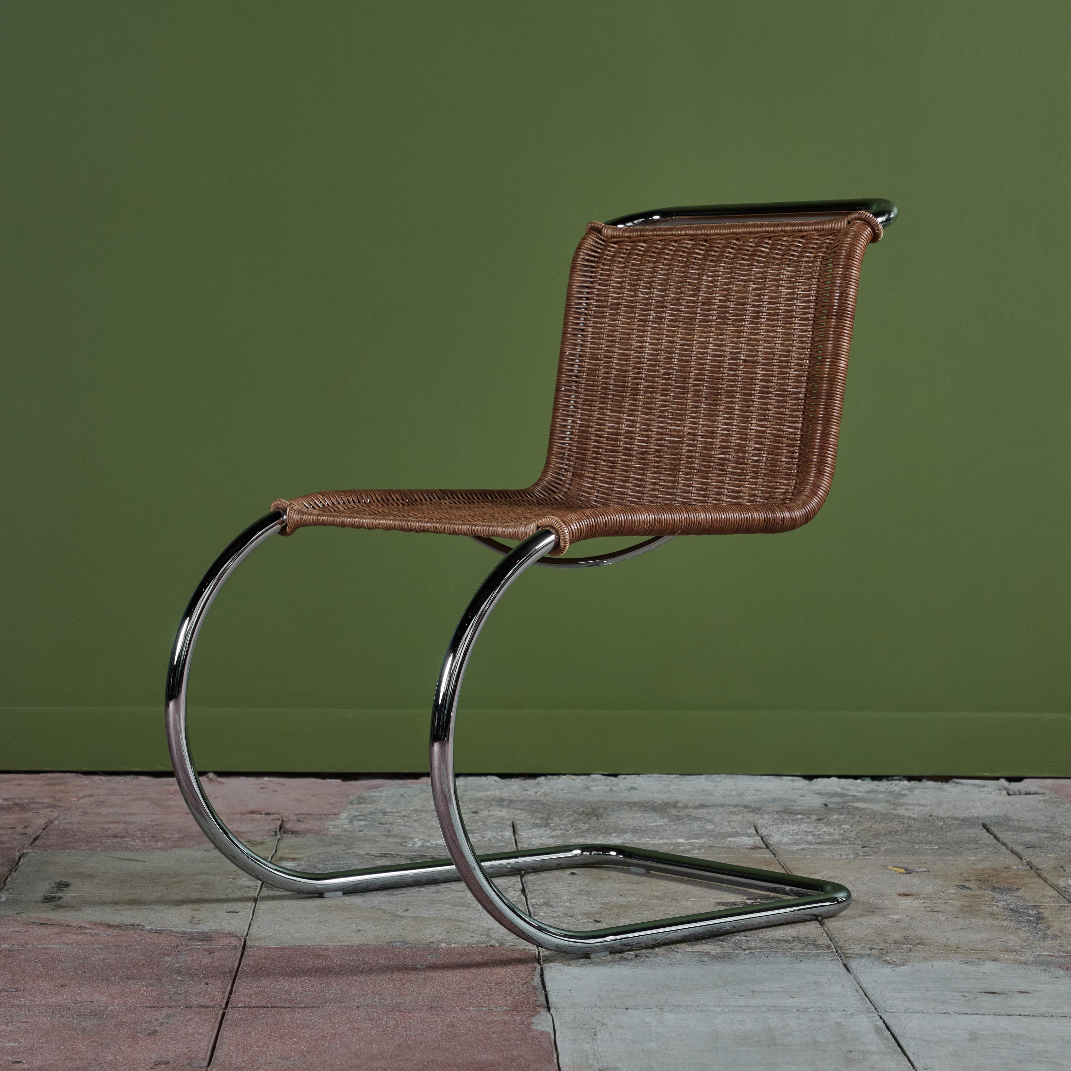 Mid-Century Modern Mies Van Der Rohe Cantilevered Cane Dining Chair for Knoll For Sale