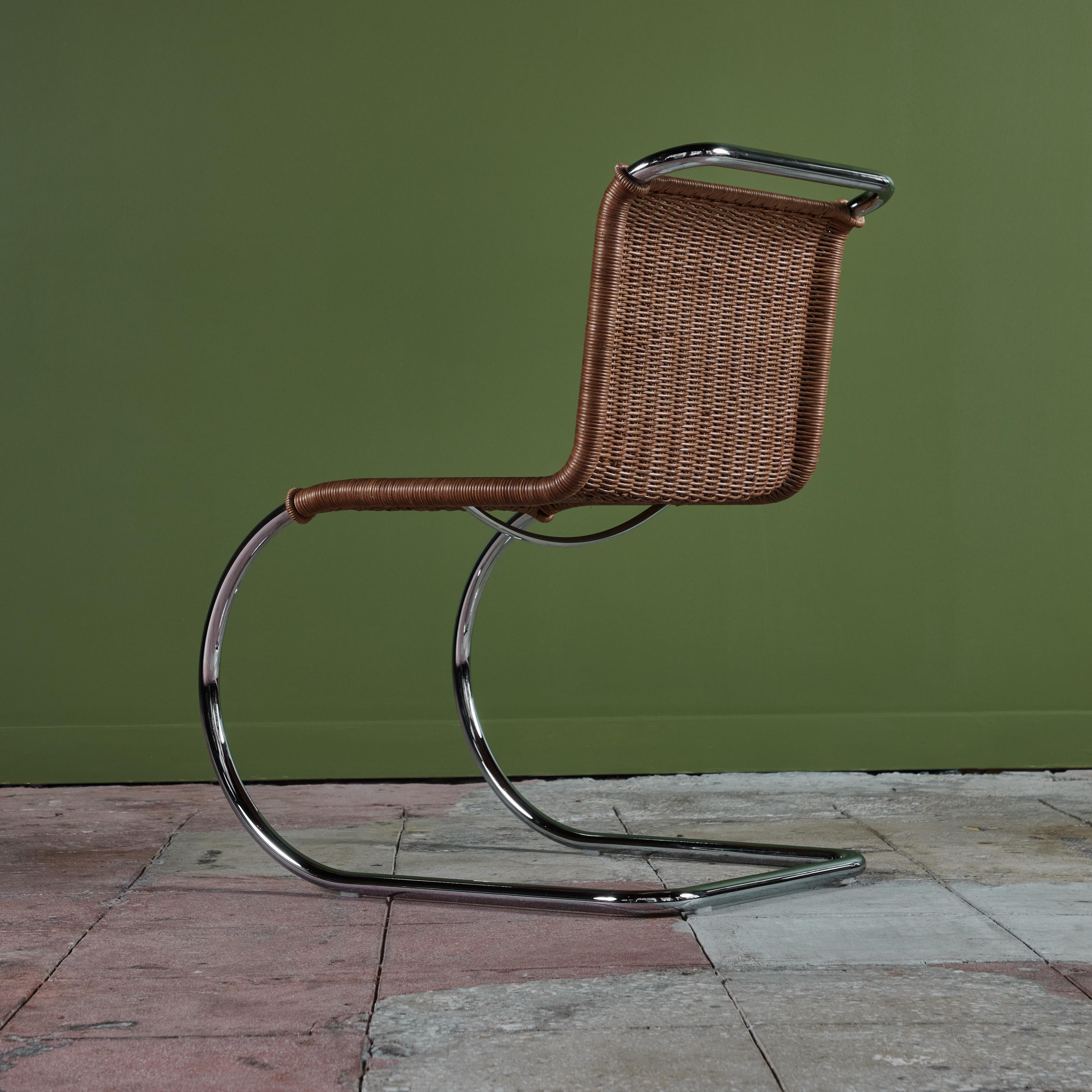 Mies Van Der Rohe Cantilevered Cane Dining Chair for Knoll In Excellent Condition For Sale In Los Angeles, CA
