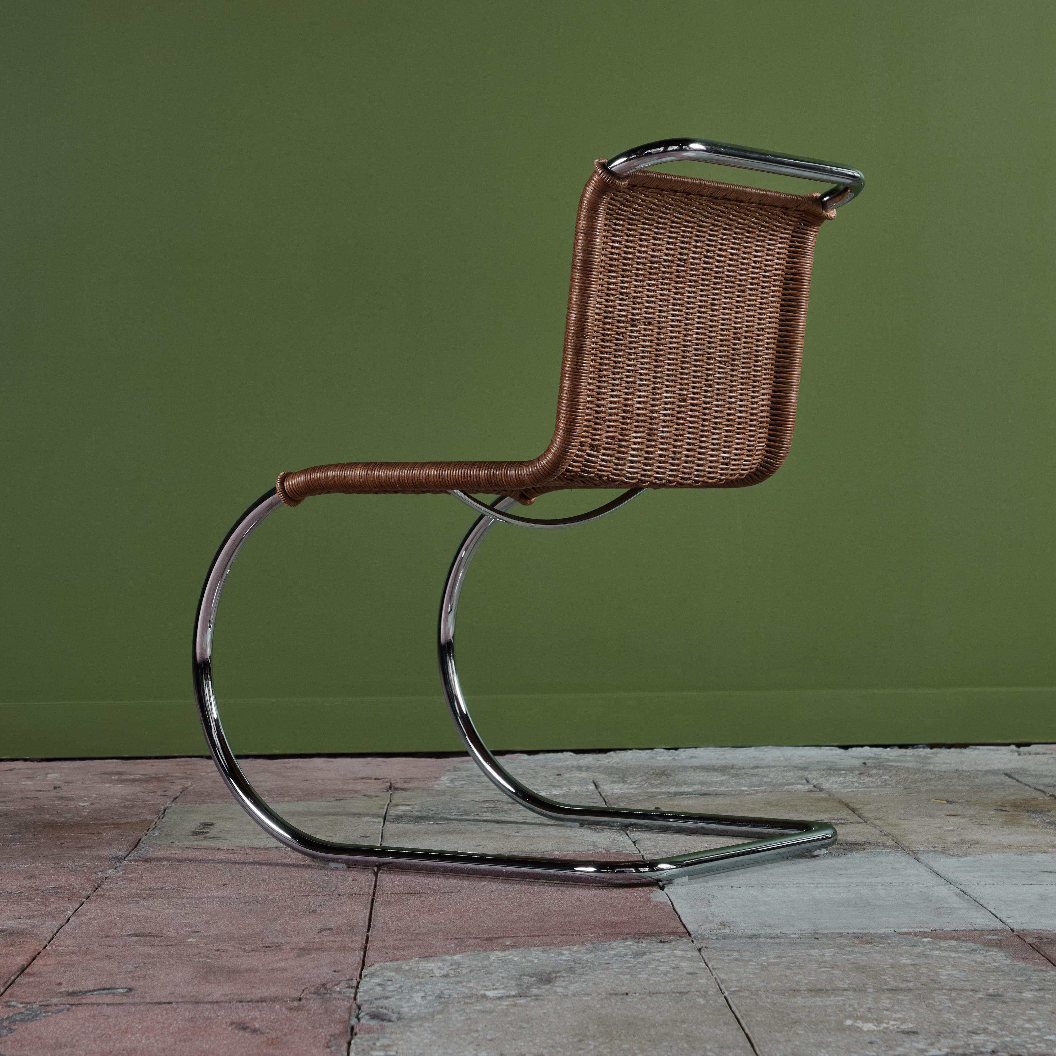 Mid-Century Modern Mies Van Der Rohe Cantilevered Cane Dining Chair for Knoll