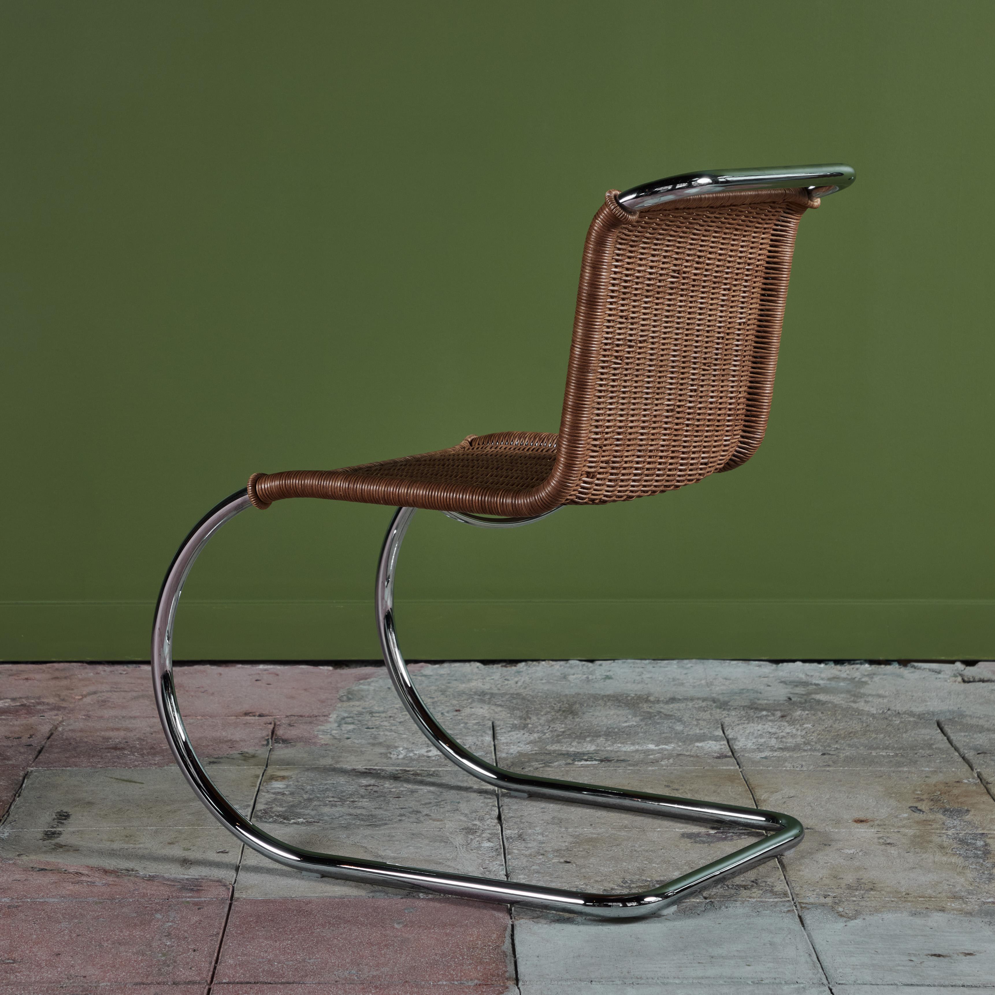 Contemporary Mies Van Der Rohe Cantilevered Cane Dining Chair for Knoll For Sale