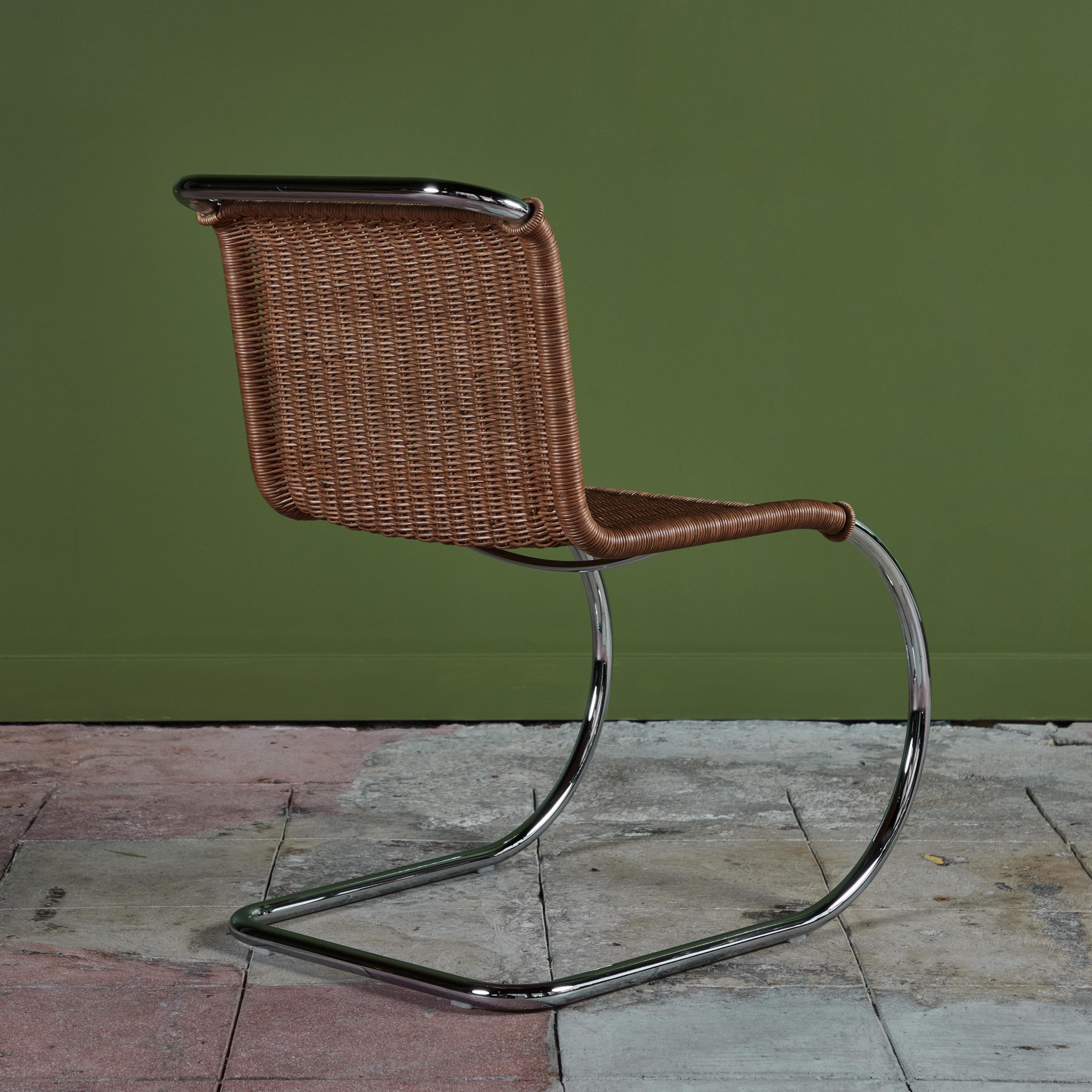 Steel Mies Van Der Rohe Cantilevered Cane Dining Chair for Knoll For Sale