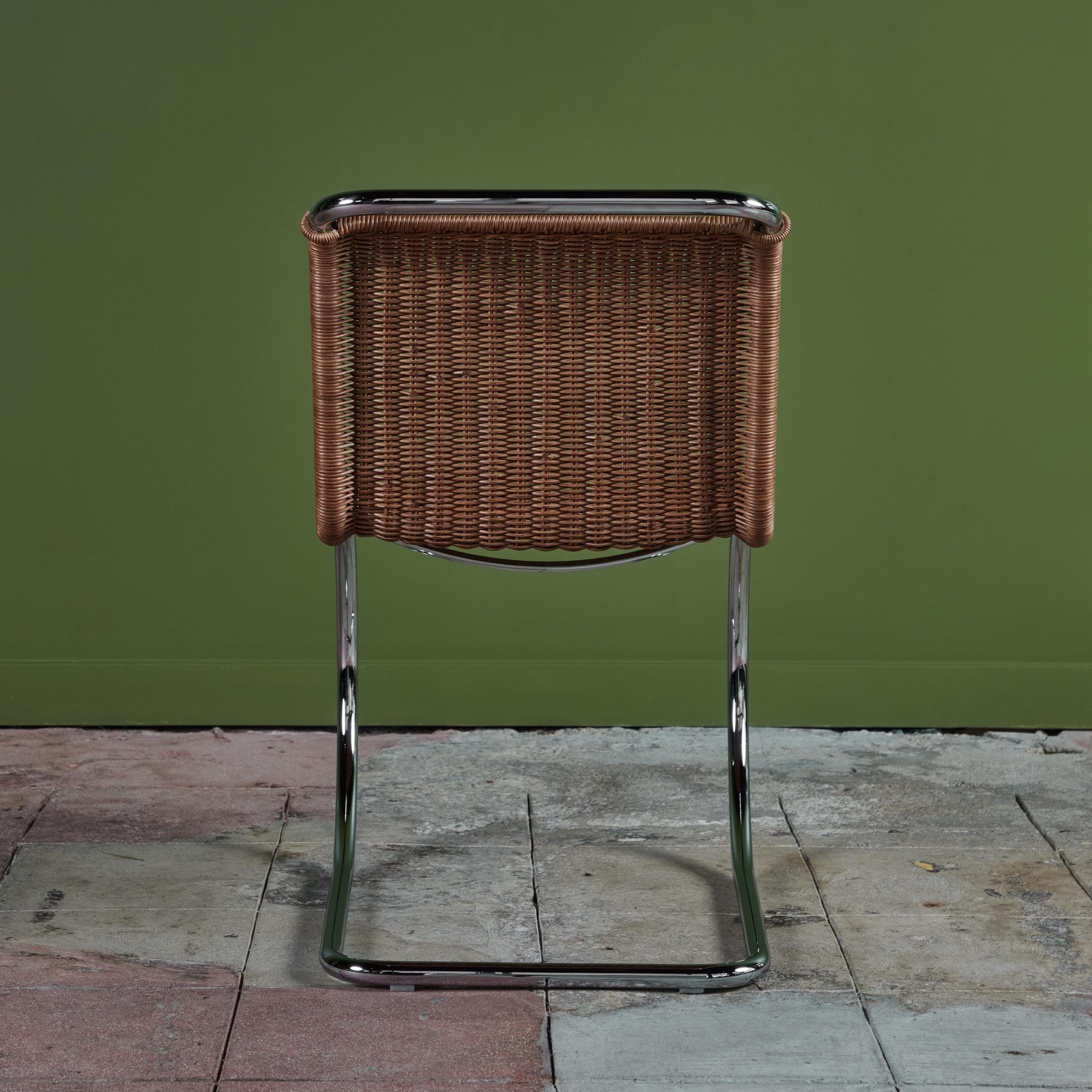 Mies Van Der Rohe Cantilevered Cane Dining Chair for Knoll In Excellent Condition In Los Angeles, CA