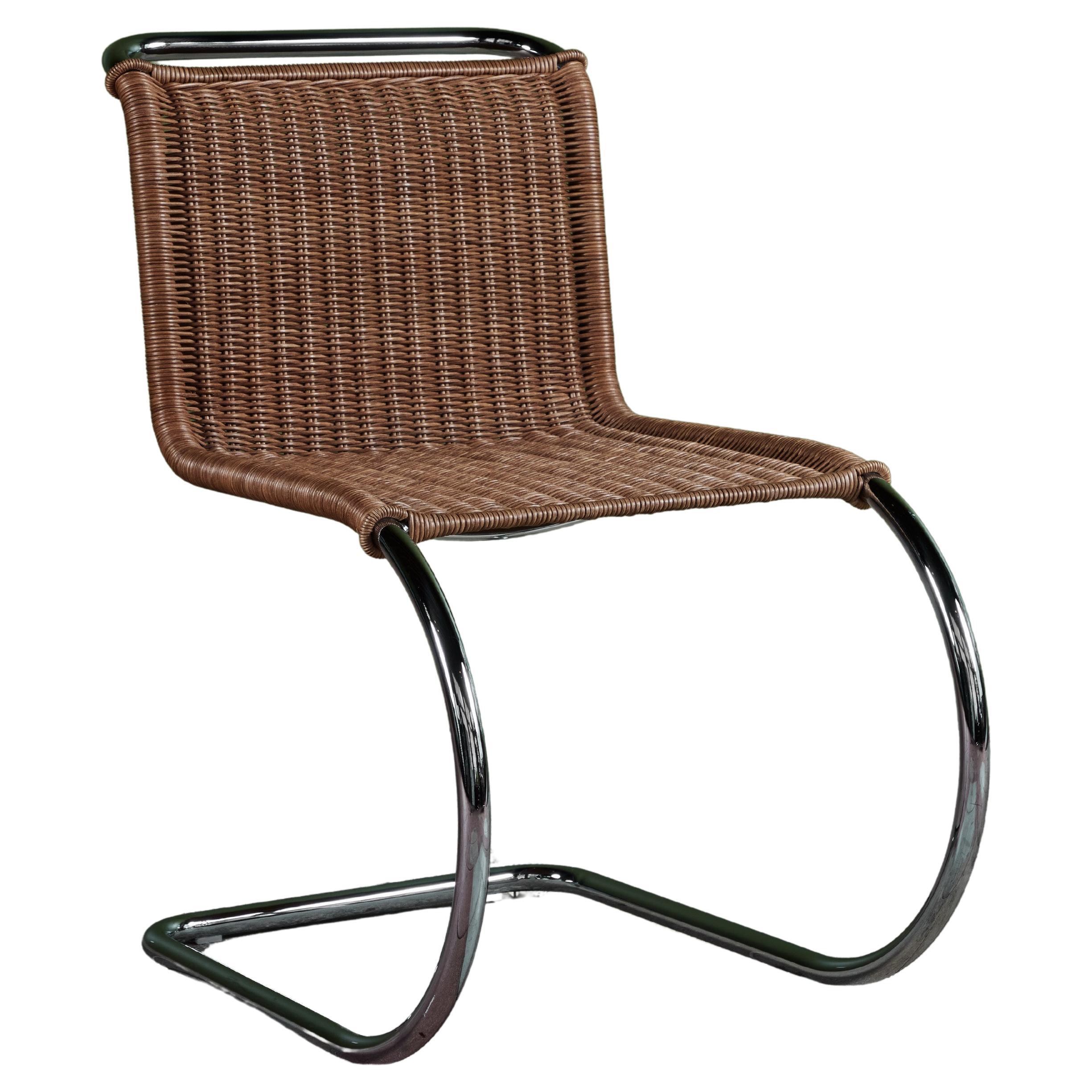Mies Van Der Rohe Cantilevered Cane Dining Chair for Knoll For Sale