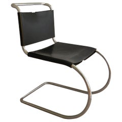 Mies van der Rohe Chair for Knoll International MR10 Black Leather Chrome