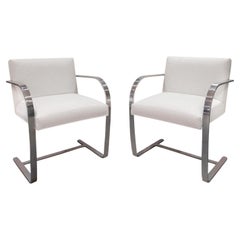 Mies Van Der Rohe Chic Pair of Brno Arm Chairs in Ostrich Leather, 1990s