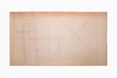 Mies van der Rohe Design Drawing, Coffee Table with Glass Top