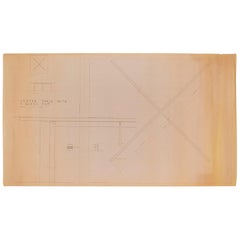 Mies van der Rohe Design Drawing, Coffee Table with Glass Top