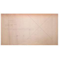 Mies van der Rohe Design Drawing, Coffee Table with Glass Top