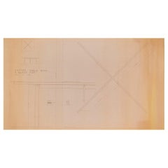 Mies van der Rohe Design Drawing, Coffee Table with Glass Top