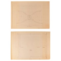 Mies van der Rohe Design Drawing, Stool, Plan and End Elevation