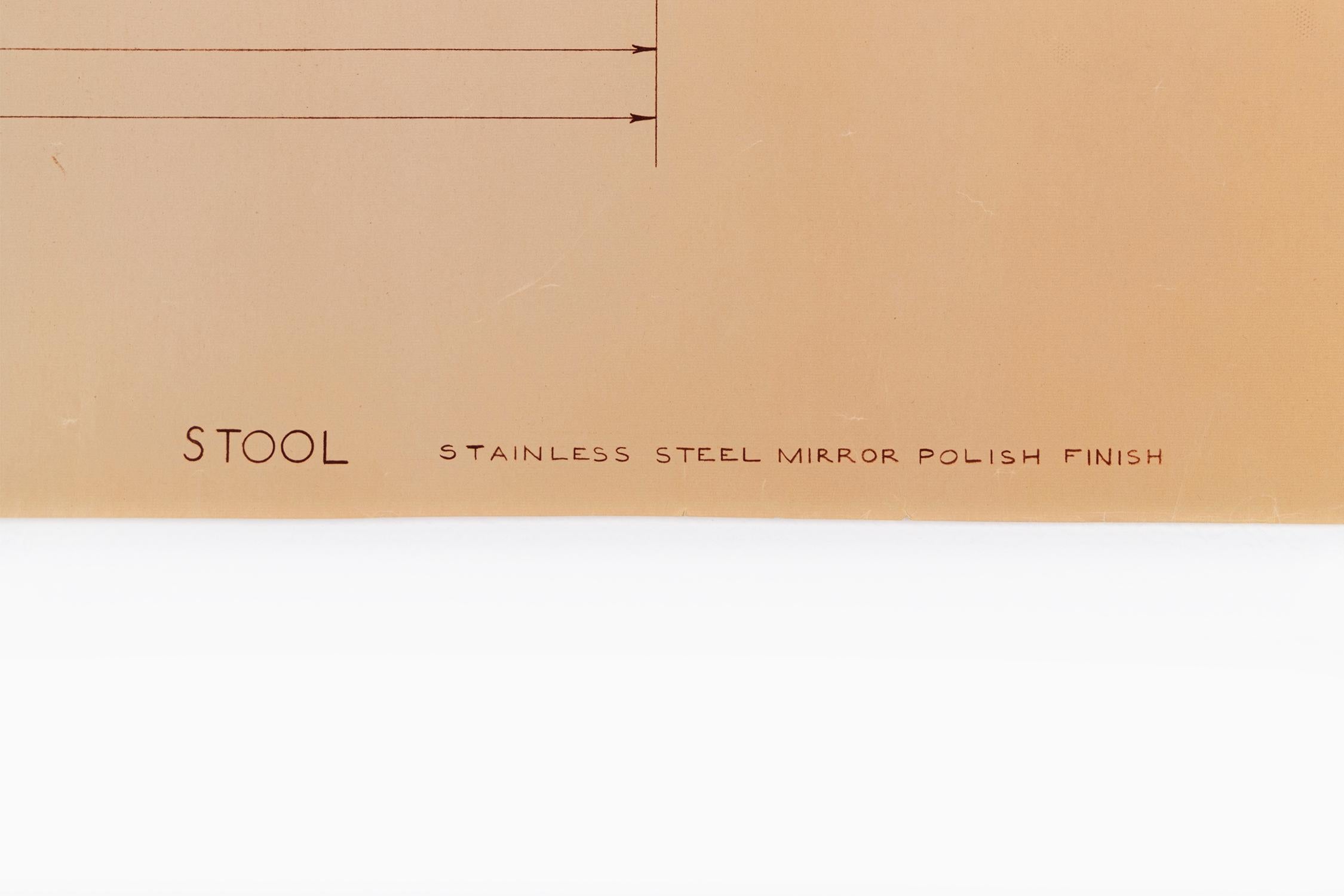 Early 20th Century Mies van der Rohe Design Drawing, Stool, Plan and End Elevation For Sale