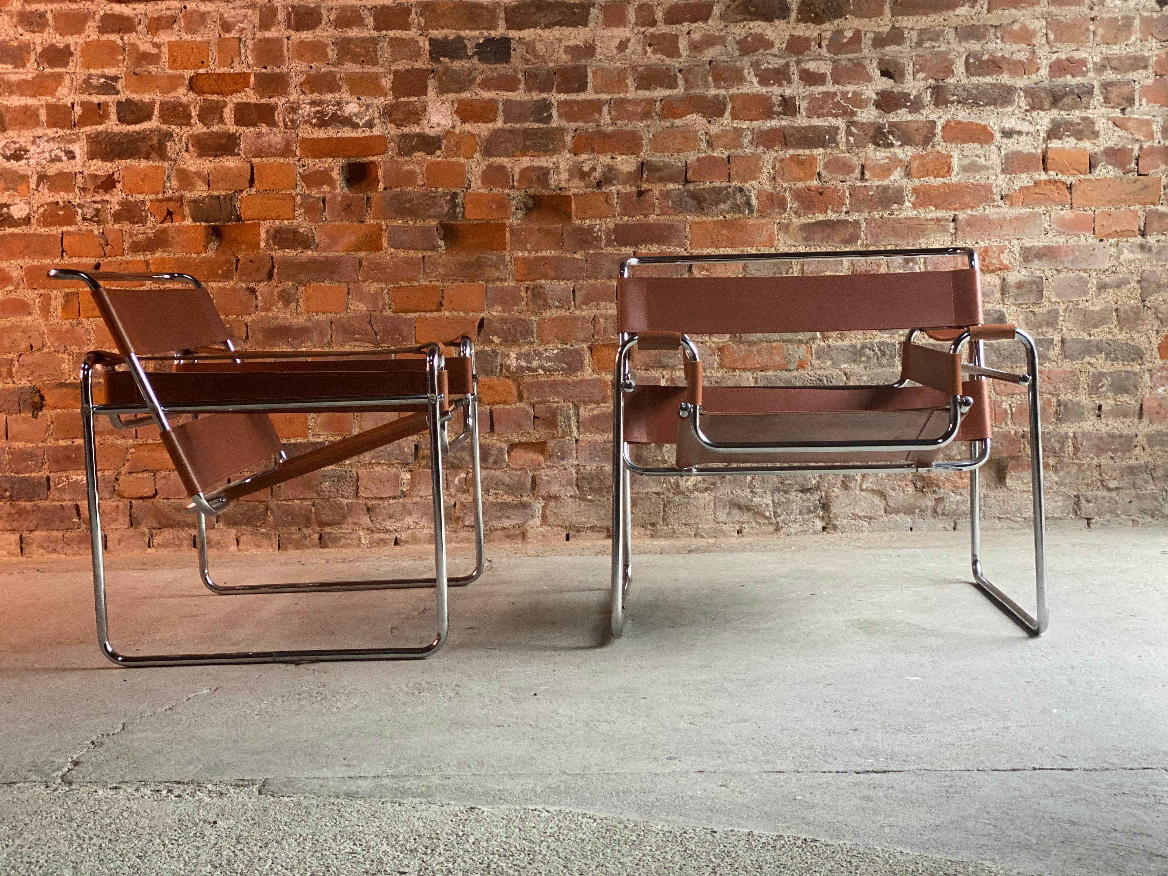 Leather  Mies van der Rohe Design Wassily Chairs, circa 2000