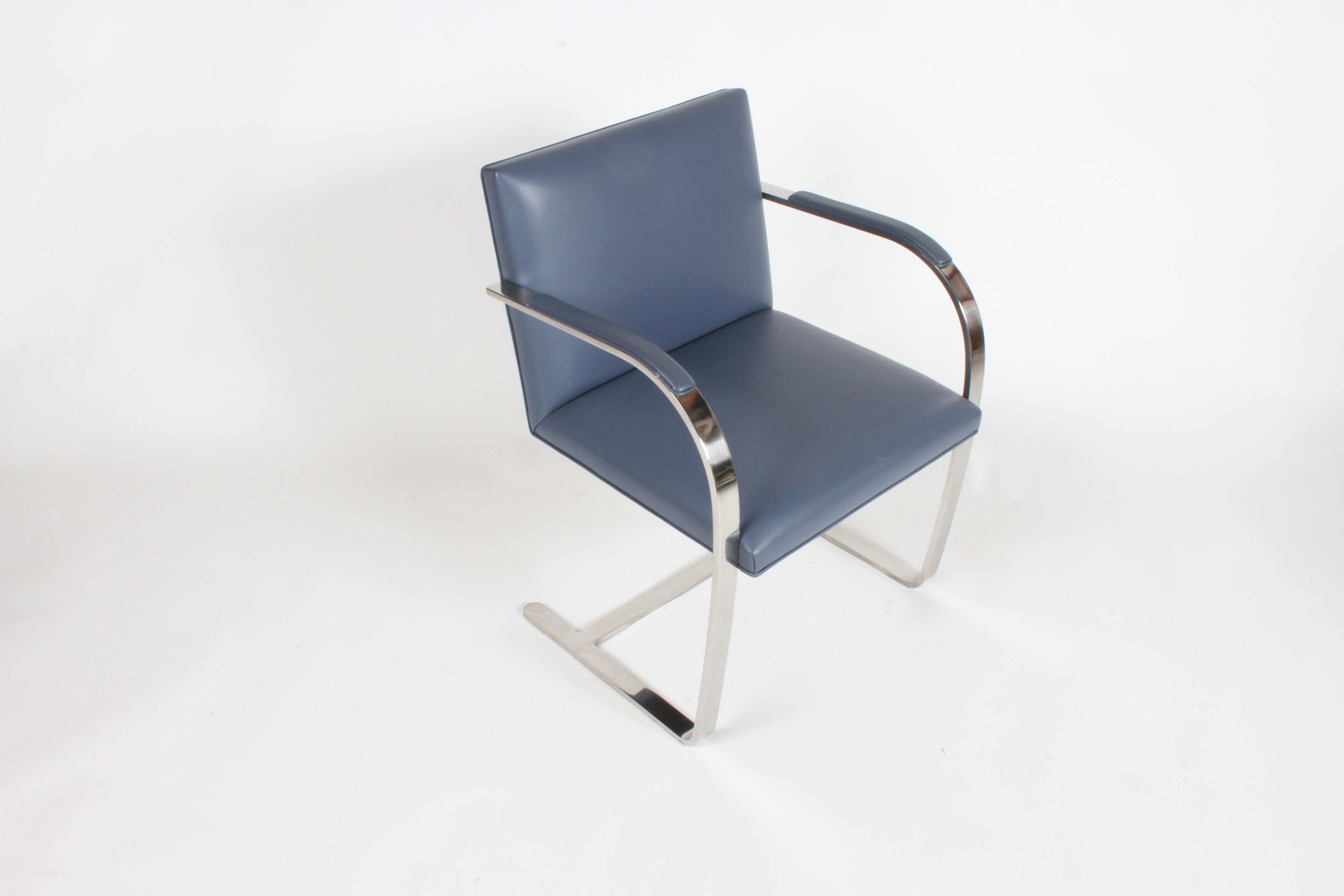 Mies van der Rohe Flat Bar Brno Chairs by Knoll, Stainless 10