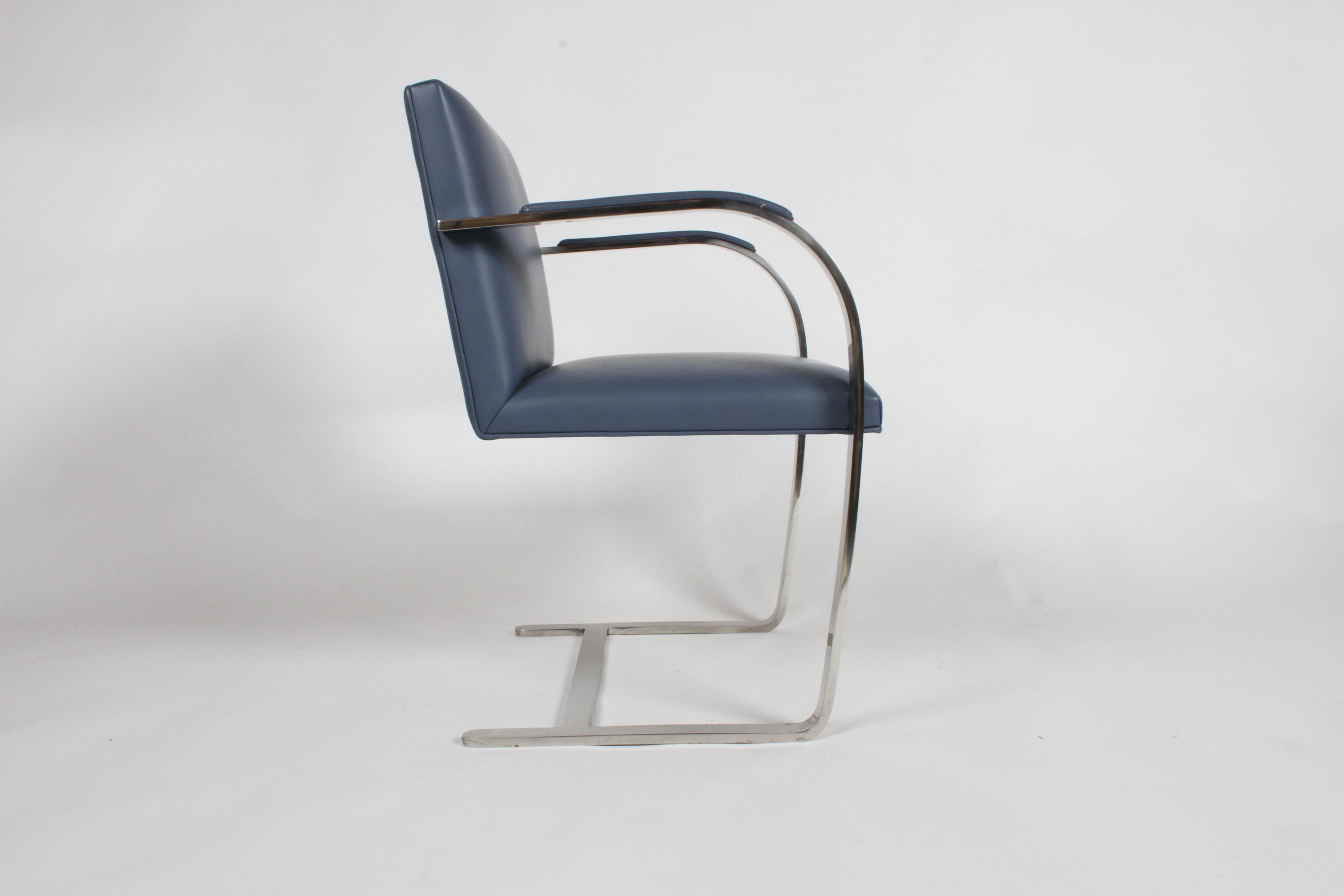 Mies van der Rohe Flat Bar Brno Chairs by Knoll, Stainless 2