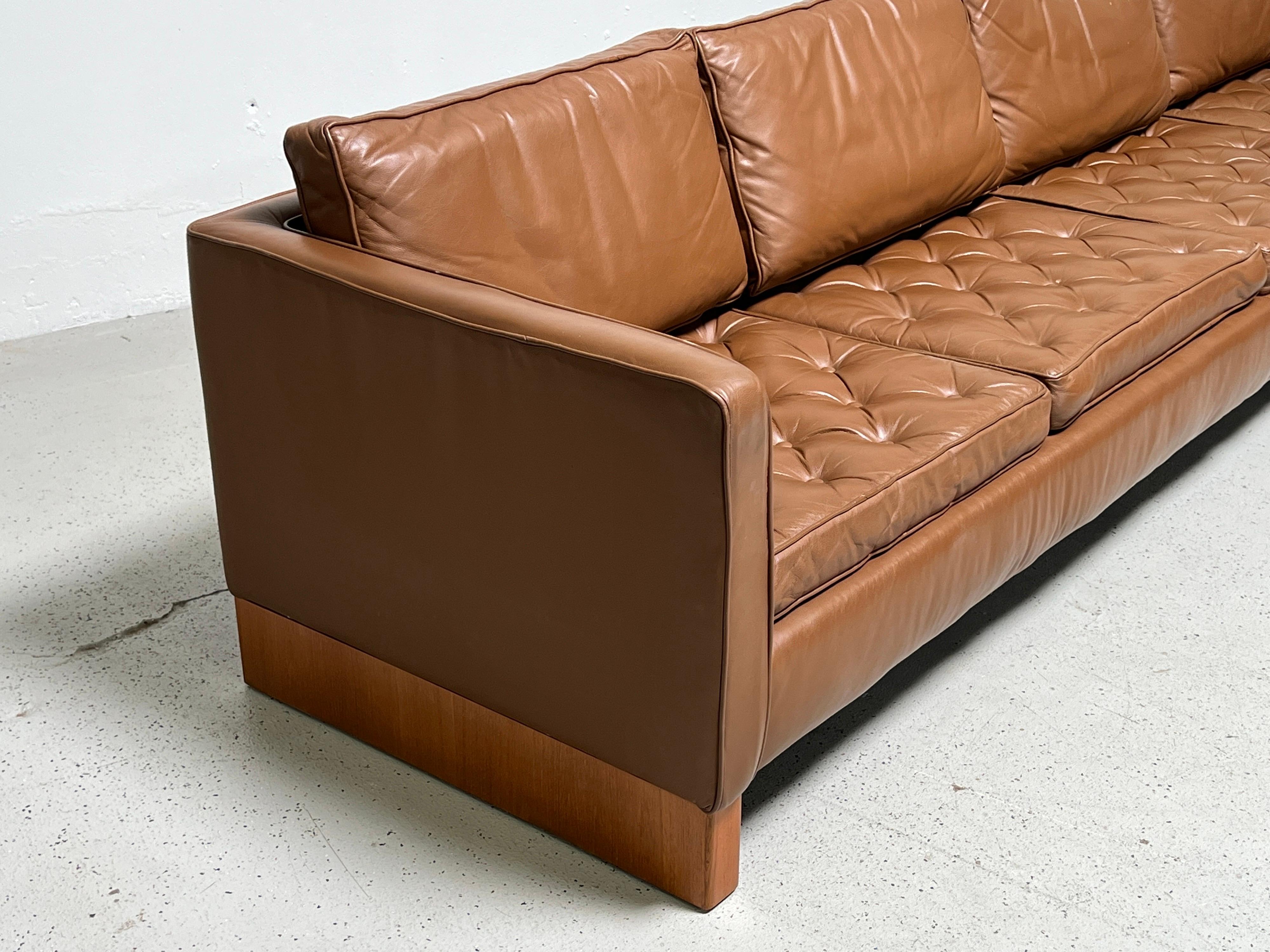 Leather Mies Van Der Rohe Foor Knoll Sofa For Sale