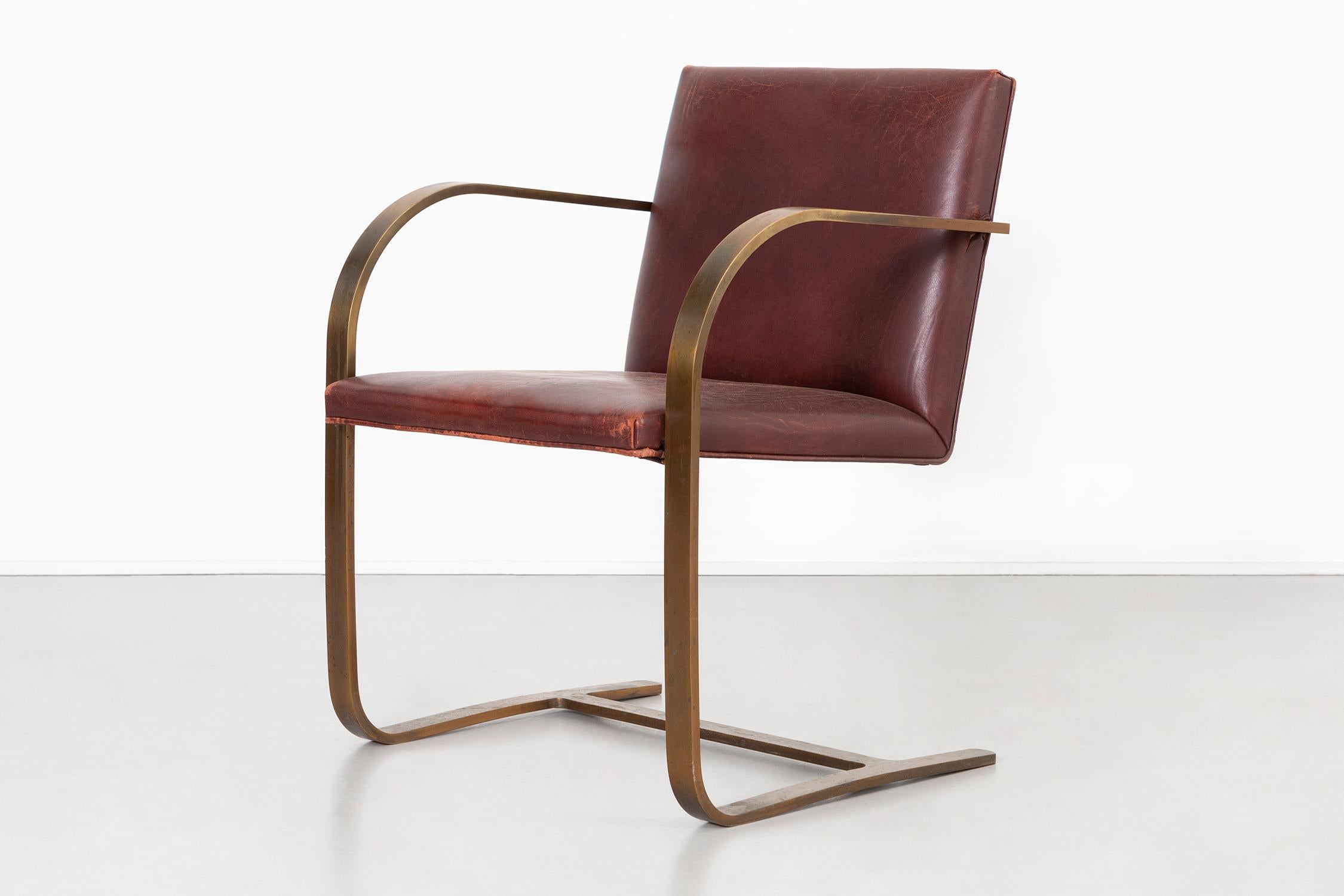 Mies van der Rohe for Brueton Bronze Flat Bar Brno Chairs 4