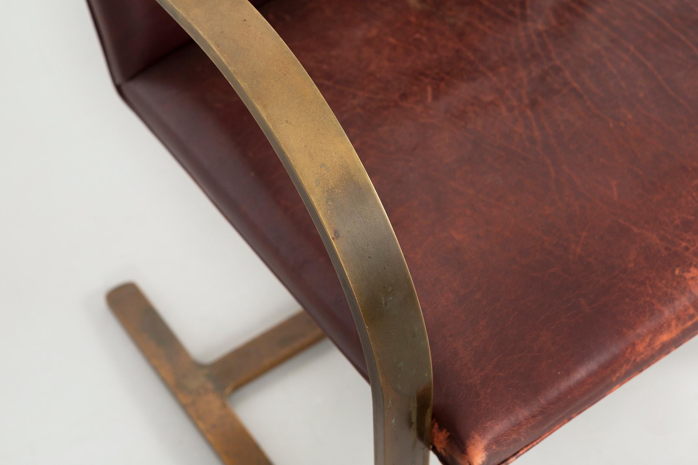 Mies van der Rohe for Brueton Bronze Flat Bar Brno Chairs 6