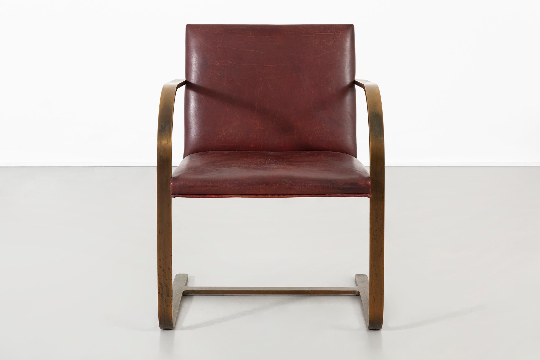 American Mies van der Rohe for Brueton Bronze Flat Bar Brno Chairs