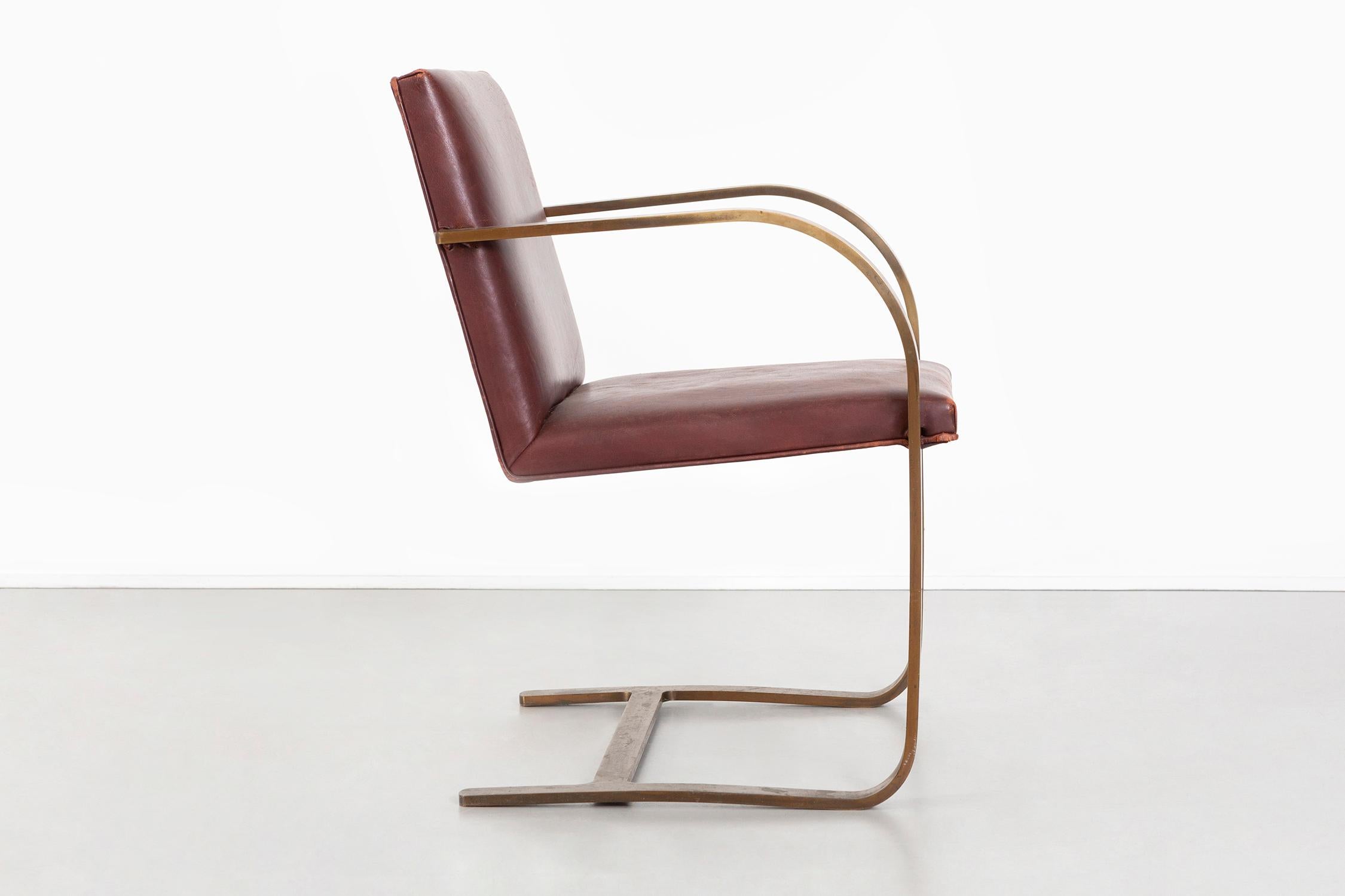 Late 20th Century Mies van der Rohe for Brueton Bronze Flat Bar Brno Chairs