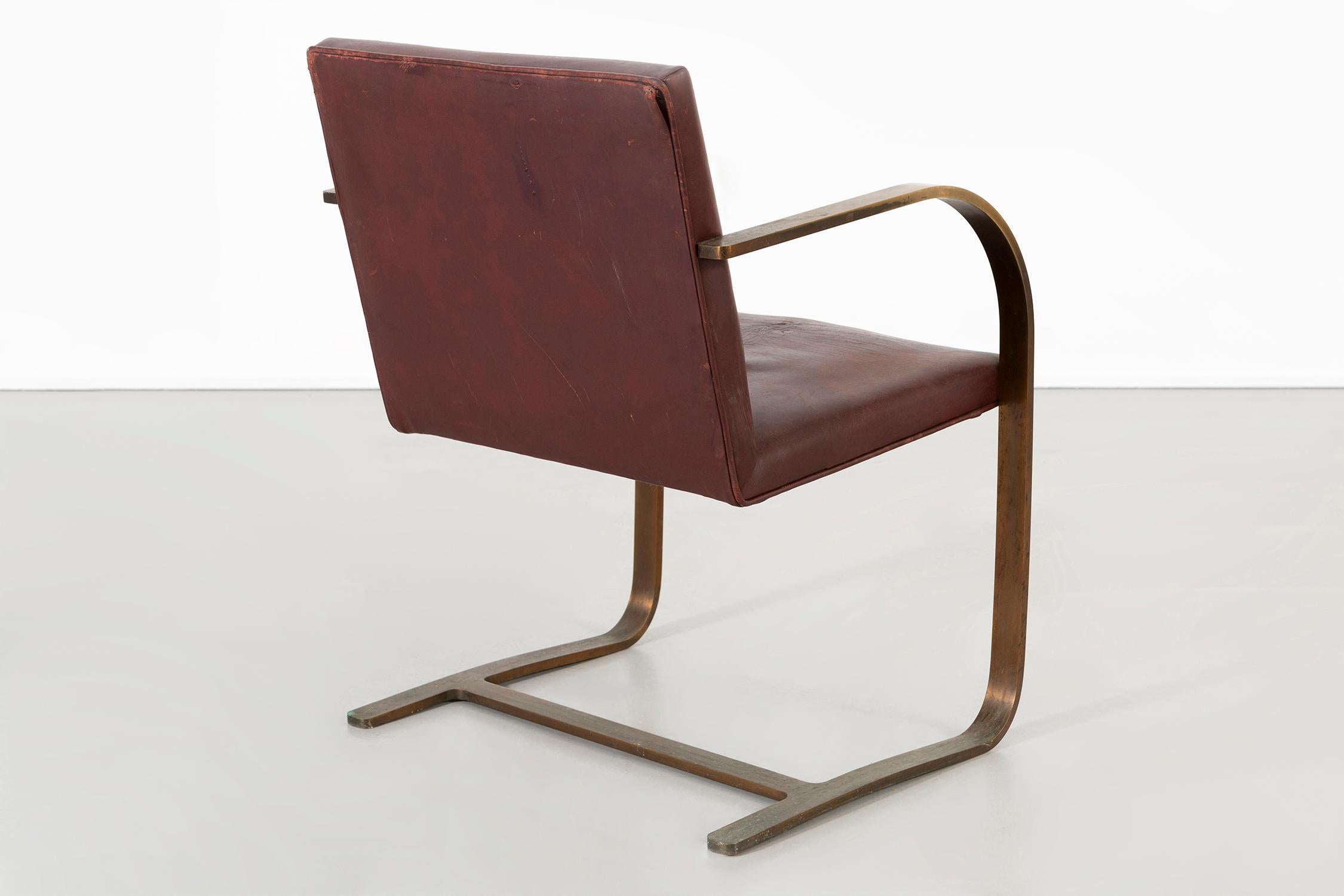 Brass Mies van der Rohe for Brueton Bronze Flat Bar Brno Chairs