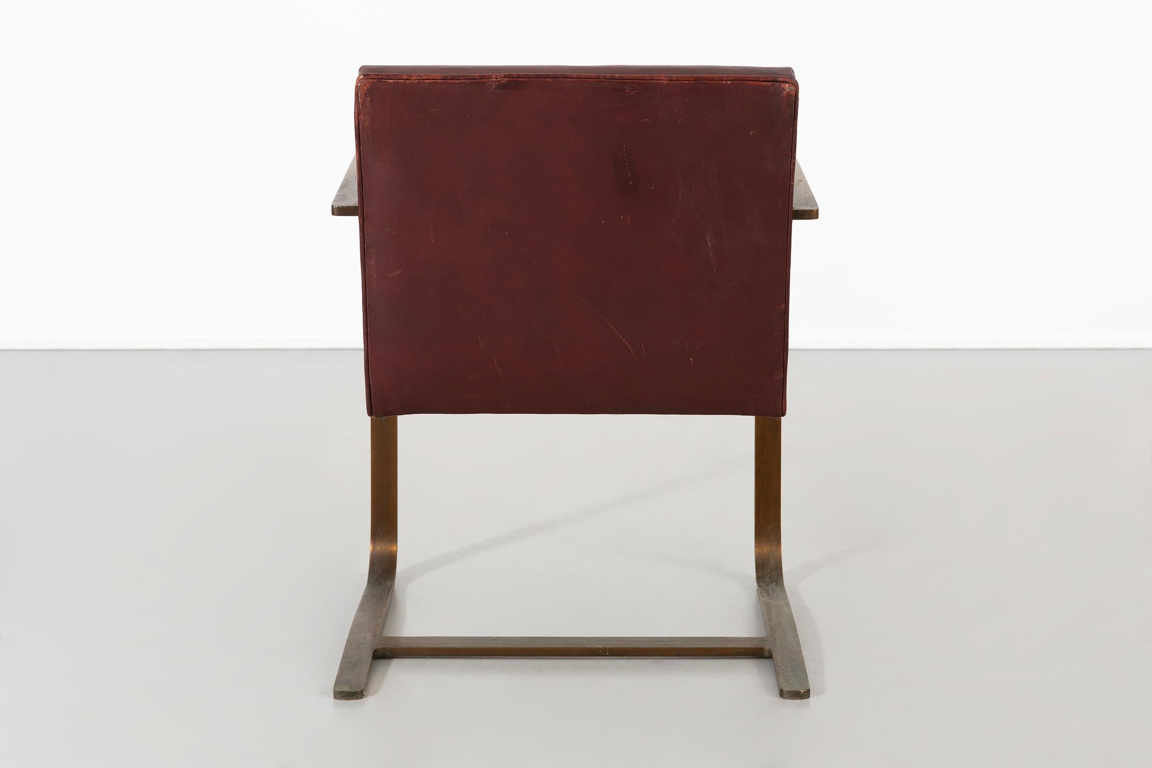 Mies van der Rohe for Brueton Bronze Flat Bar Brno Chairs 1