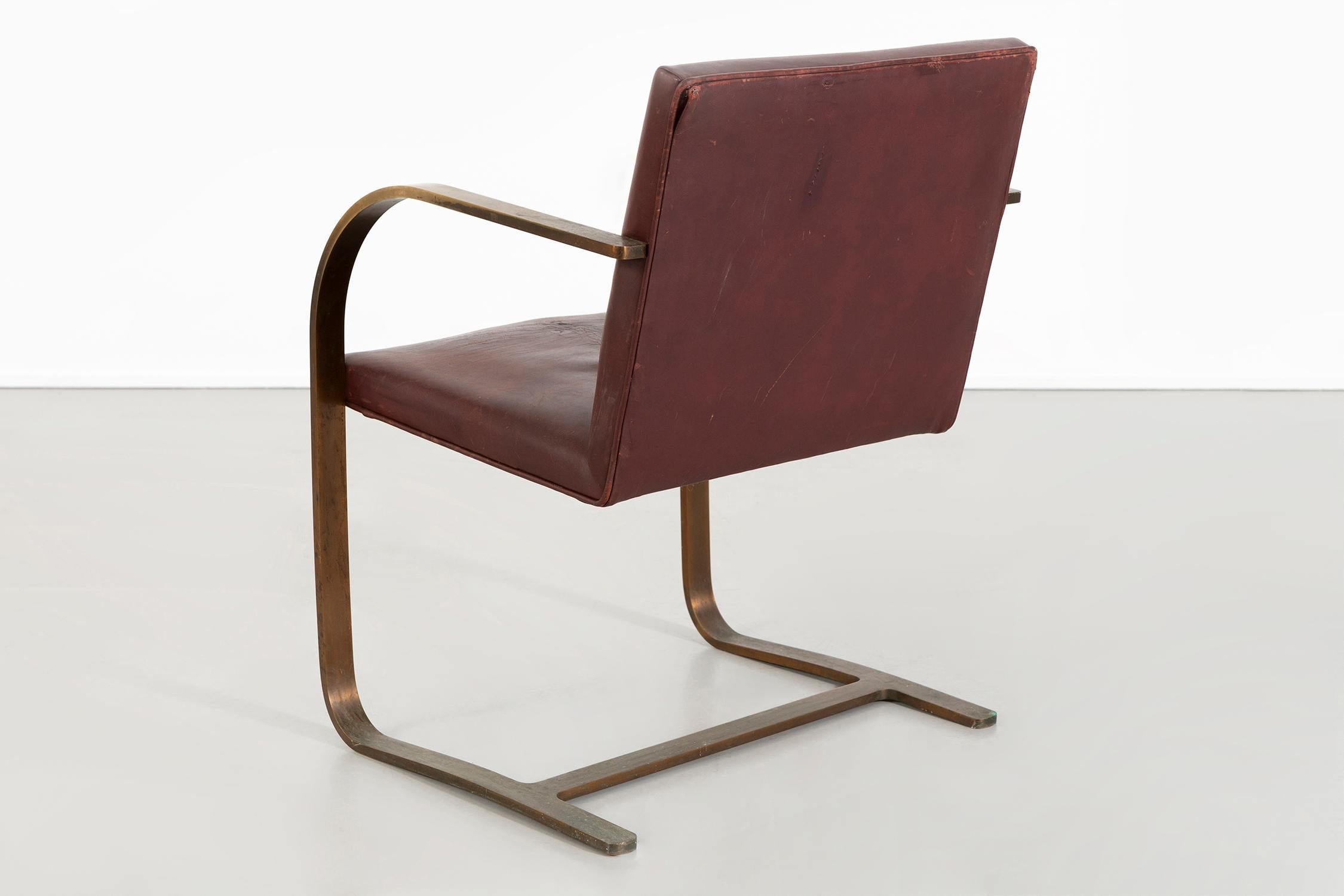Mies van der Rohe for Brueton Bronze Flat Bar Brno Chairs 2