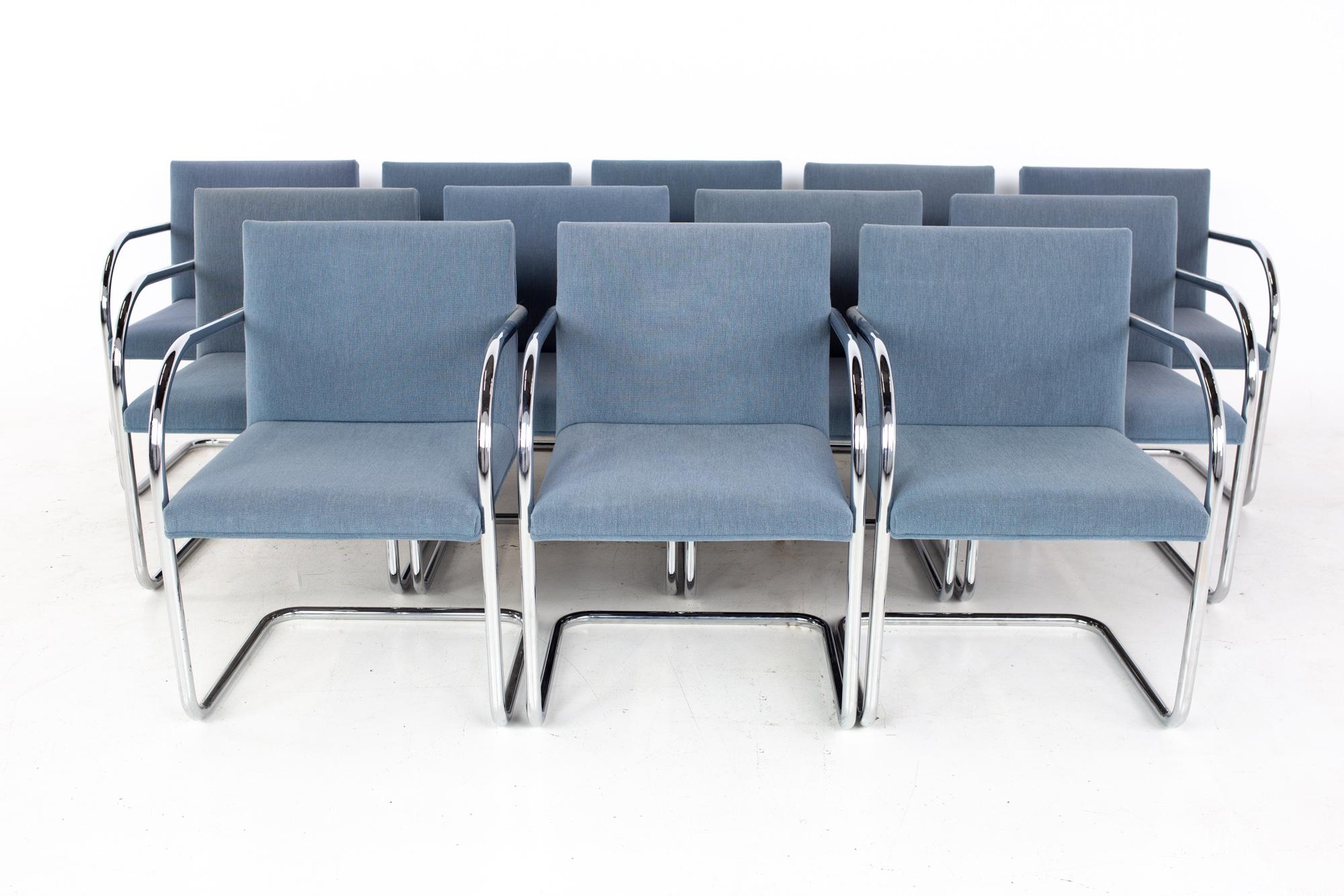 Mies Van Der Rohe for Gordon International BRNO mid century Tubular occasional arm chair - Set of 12
Each chair measures: 21.75 wide x 23 deep x 31.5 high, with a seat height of 18 inches and arm height of 26 inches

All pieces of furniture can
