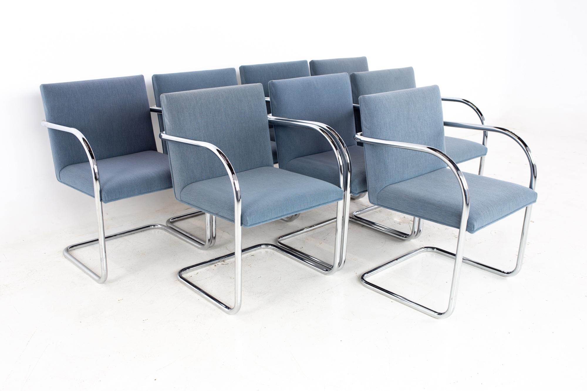 Mid-Century Modern Mies Van Der Rohe for Gordon International BRNO MCM Tubular Arm Chair, Set 12