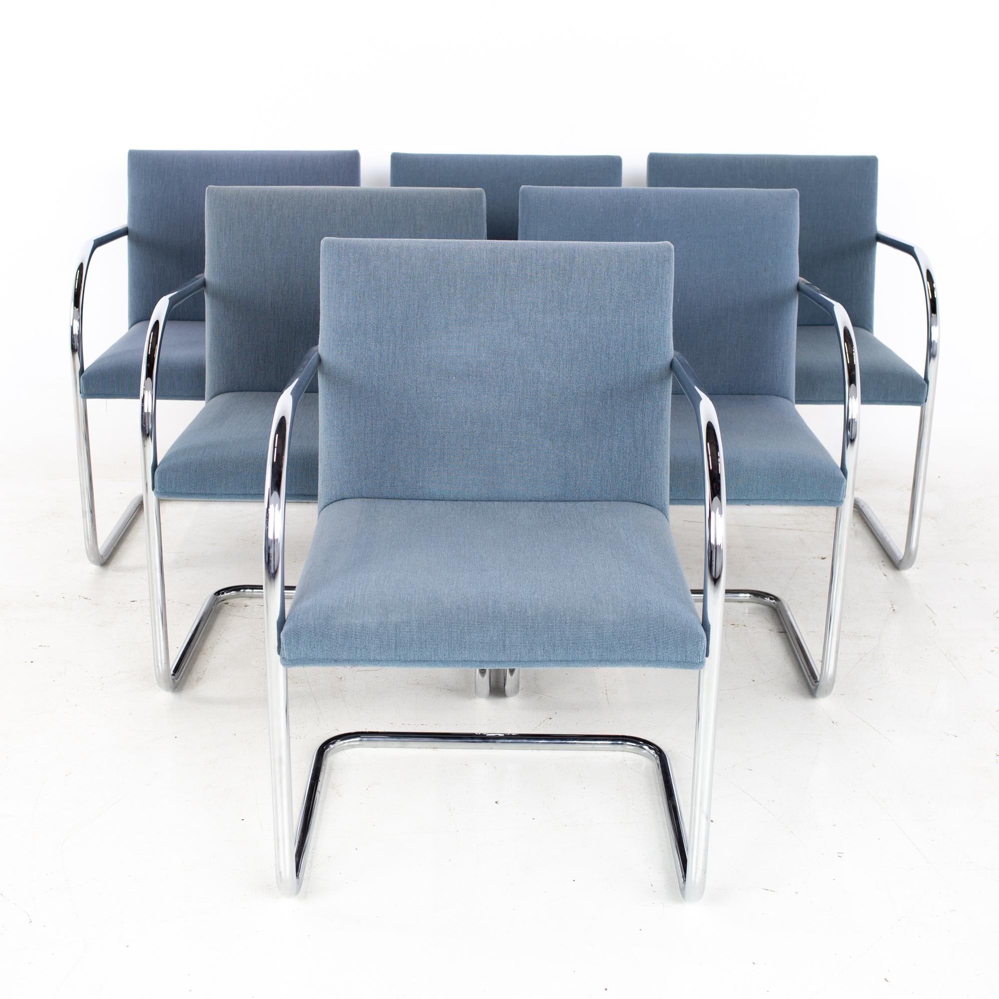 Upholstery Mies Van Der Rohe for Gordon International BRNO MCM Tubular Arm Chair, Set 12