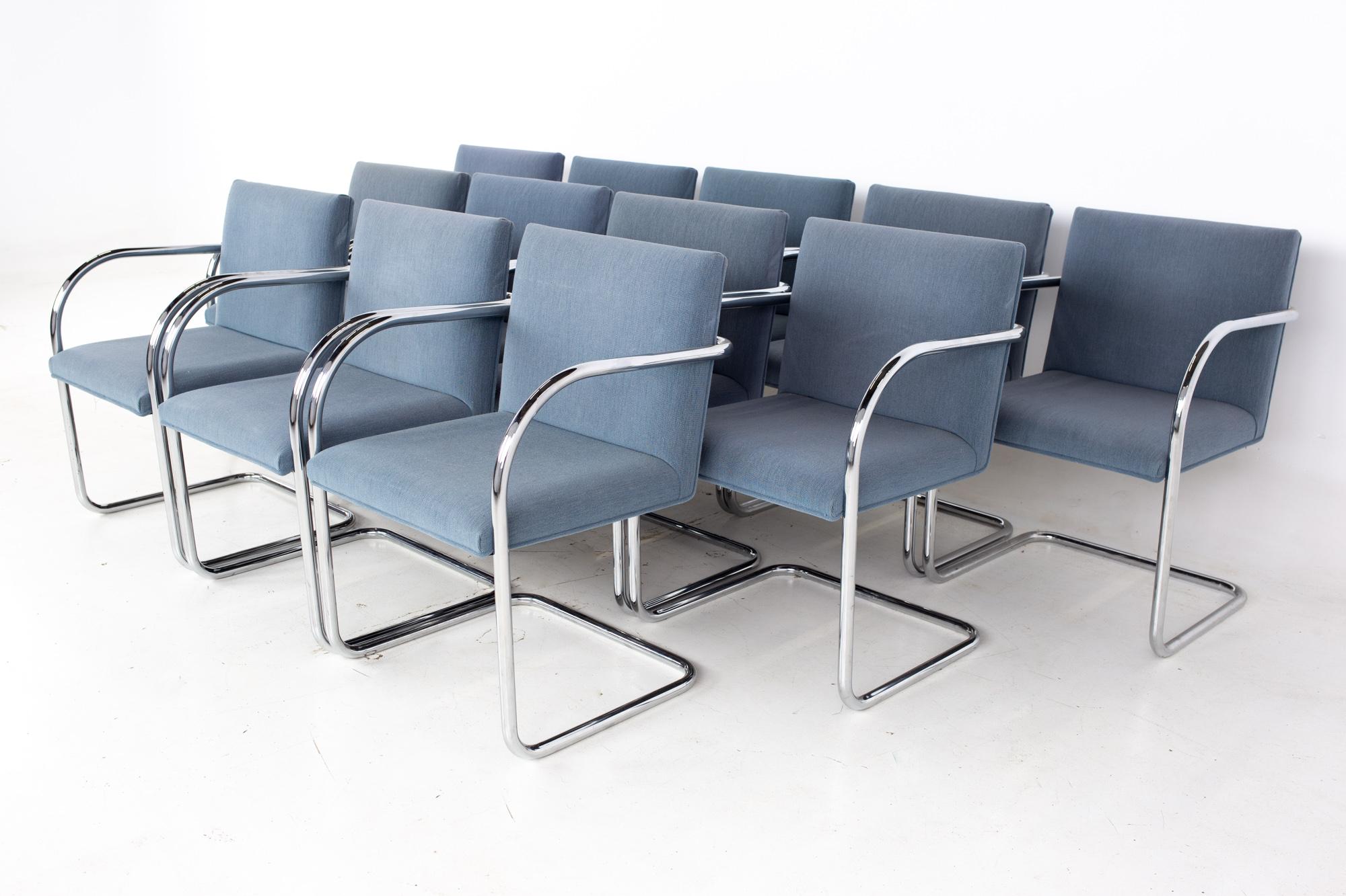 Mid-Century Modern Mies Van Der Rohe for Gordon International BRNO MCM Tubular Arm Chair, Set 8