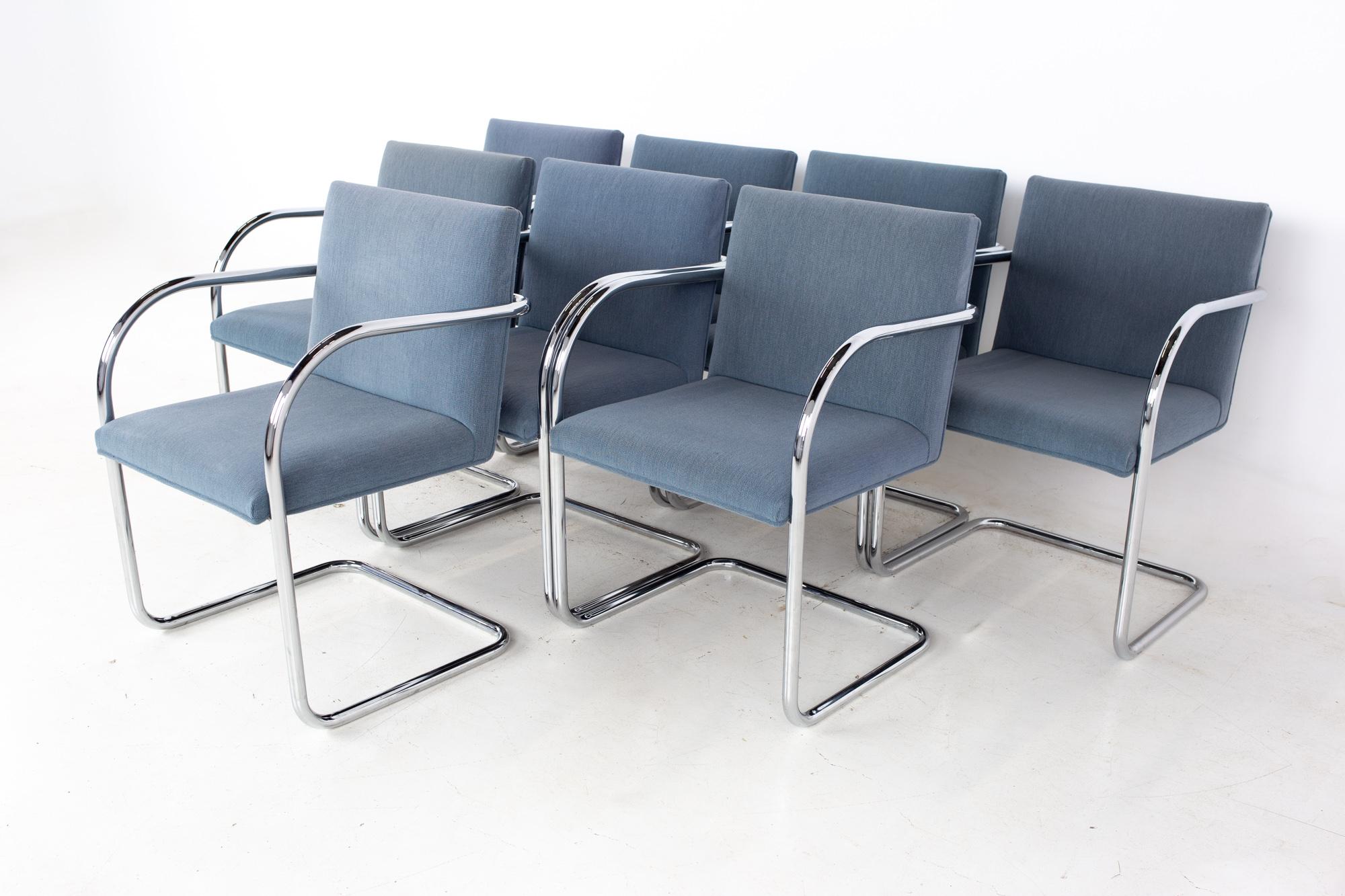 Late 20th Century Mies Van Der Rohe for Gordon International BRNO MCM Tubular Arm Chair, Set 8