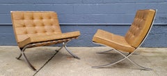 Mies Van Der Rohe for Knoll Barcelona Chairs a Pair circa, 1960's
