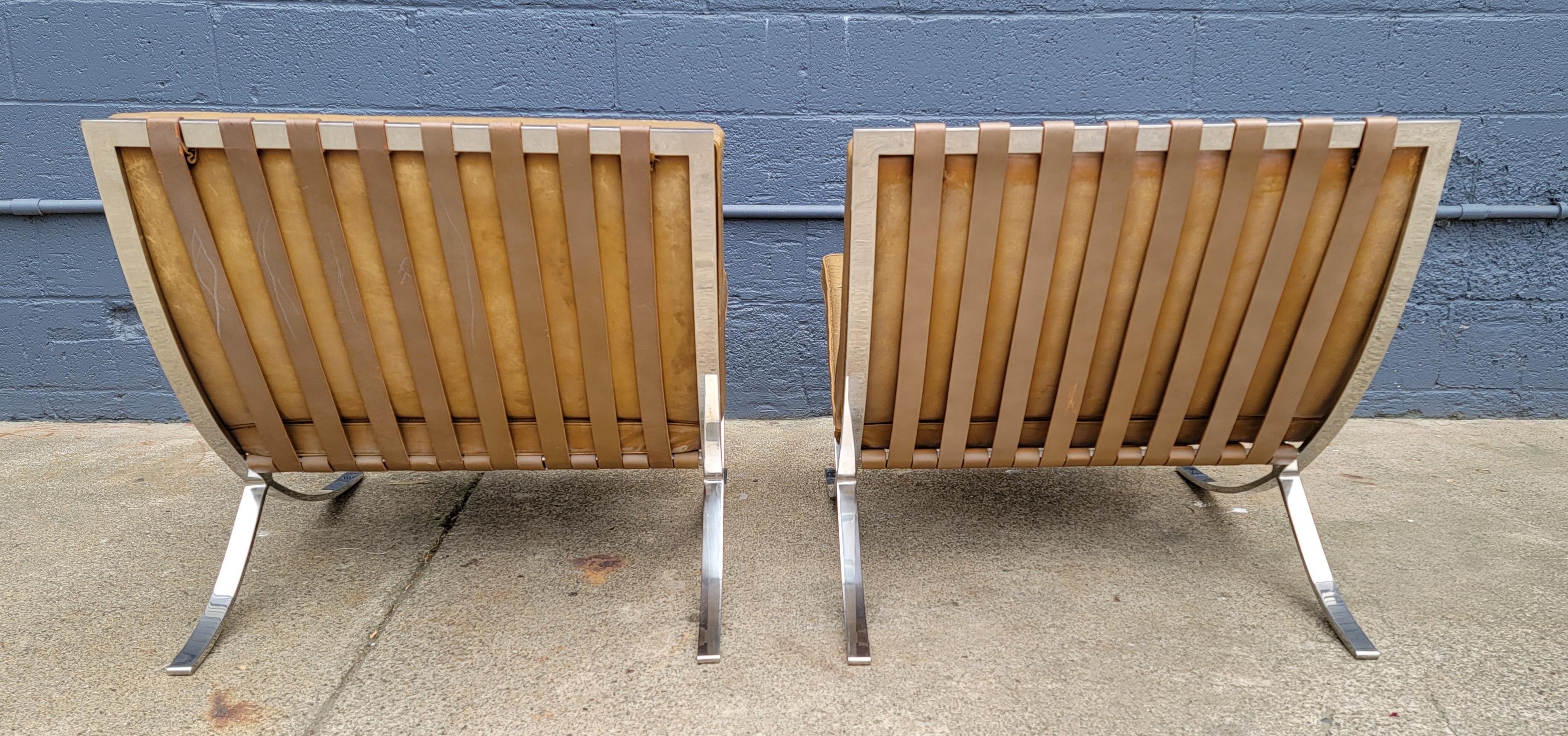 Mies Van Der Rohe for Knoll Barcelona Chairs a Pair circa, 1960's 1