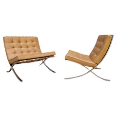 Mies Van Der Rohe for Knoll Barcelona Chairs a Pair circa, 1960's