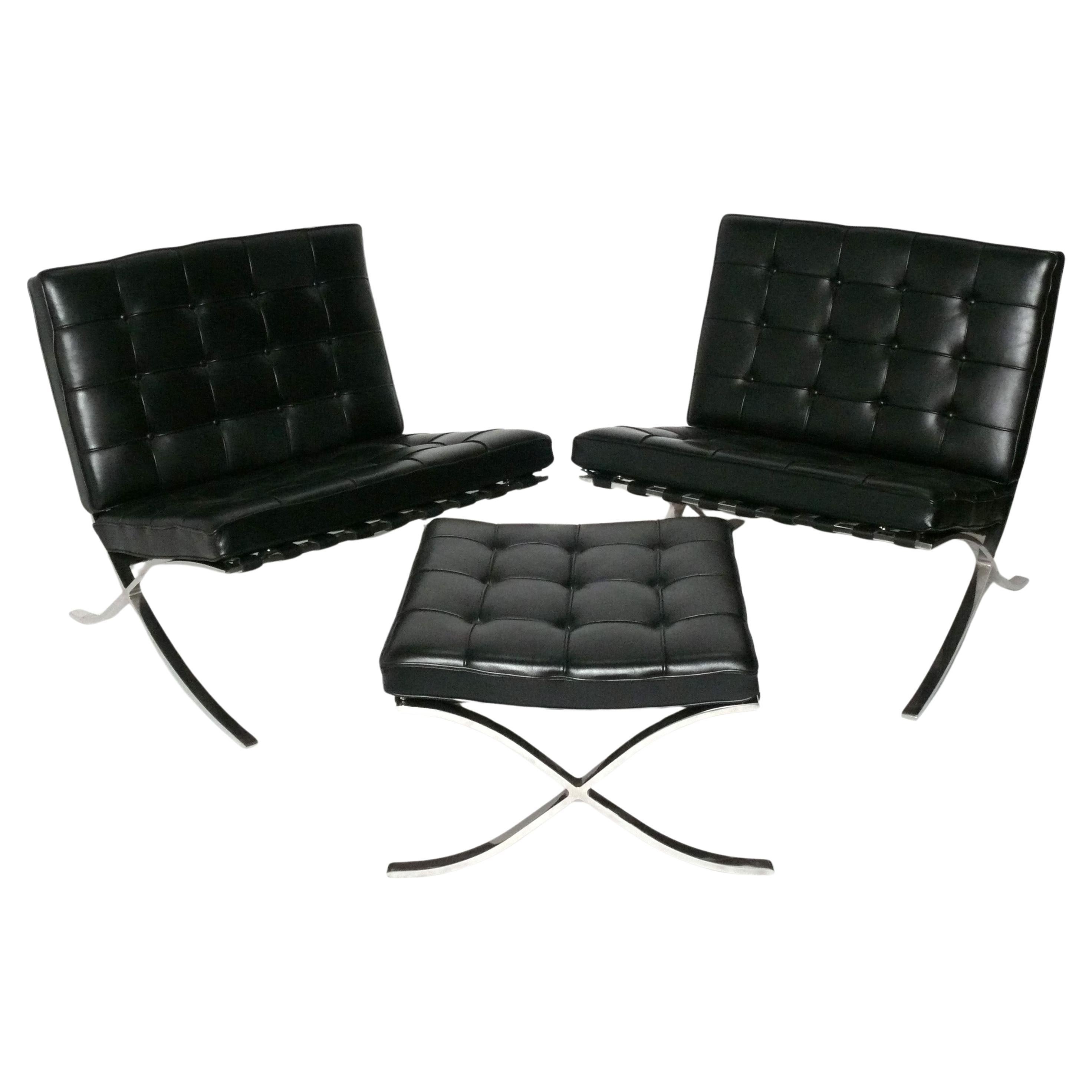 Mies van der Rohe for Knoll Barcelona Chairs and Ottoman