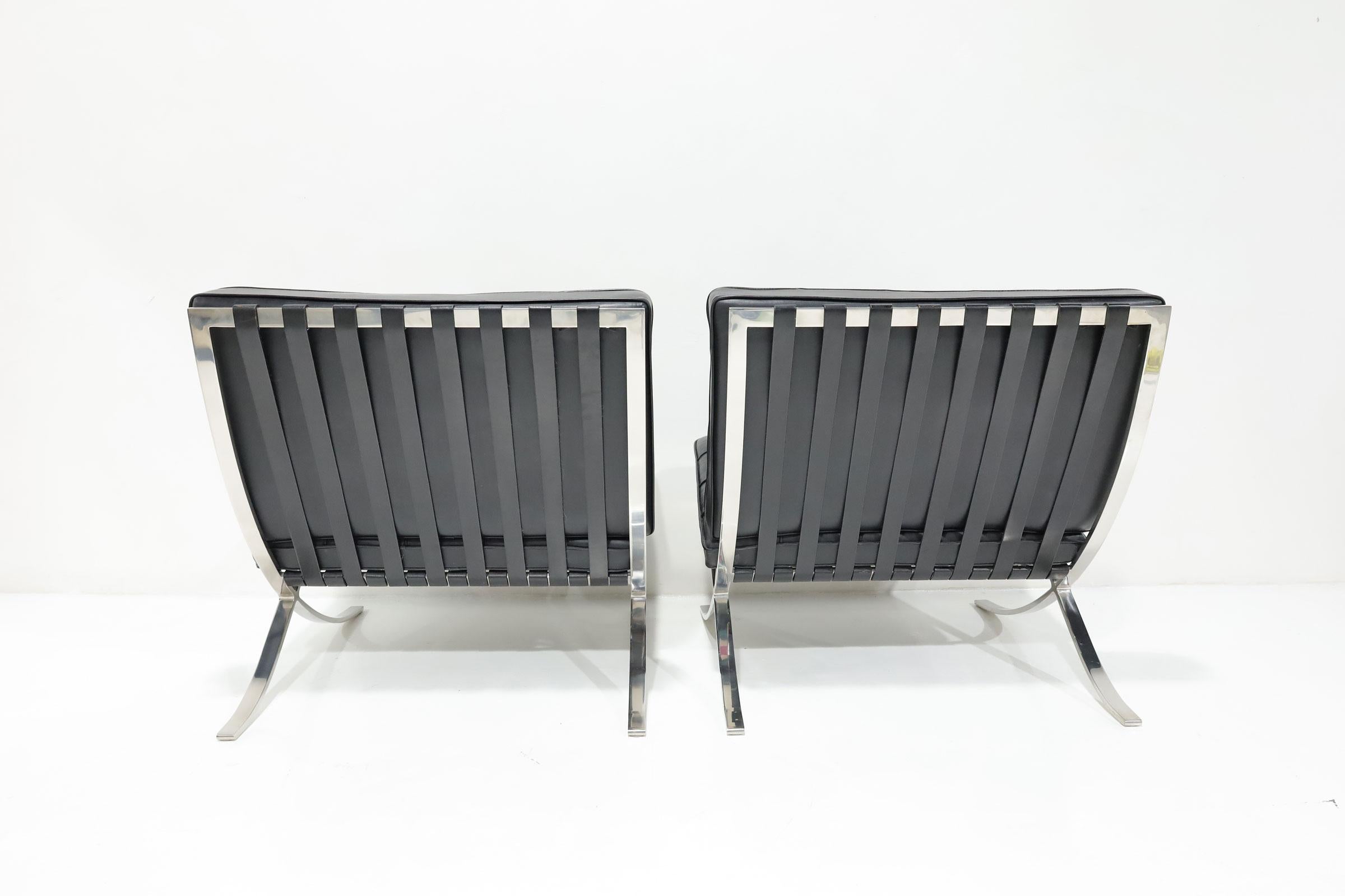 American Mies van der Rohe for Knoll Barcelona Chairs in Black Leather