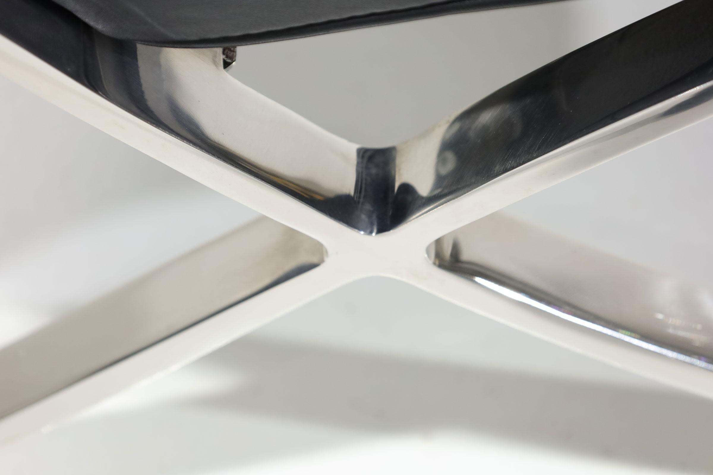 Steel Mies van der Rohe for Knoll Barcelona Chairs in Black Leather