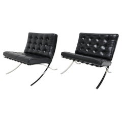Mies van der Rohe for Knoll Barcelona Chairs in Black Leather