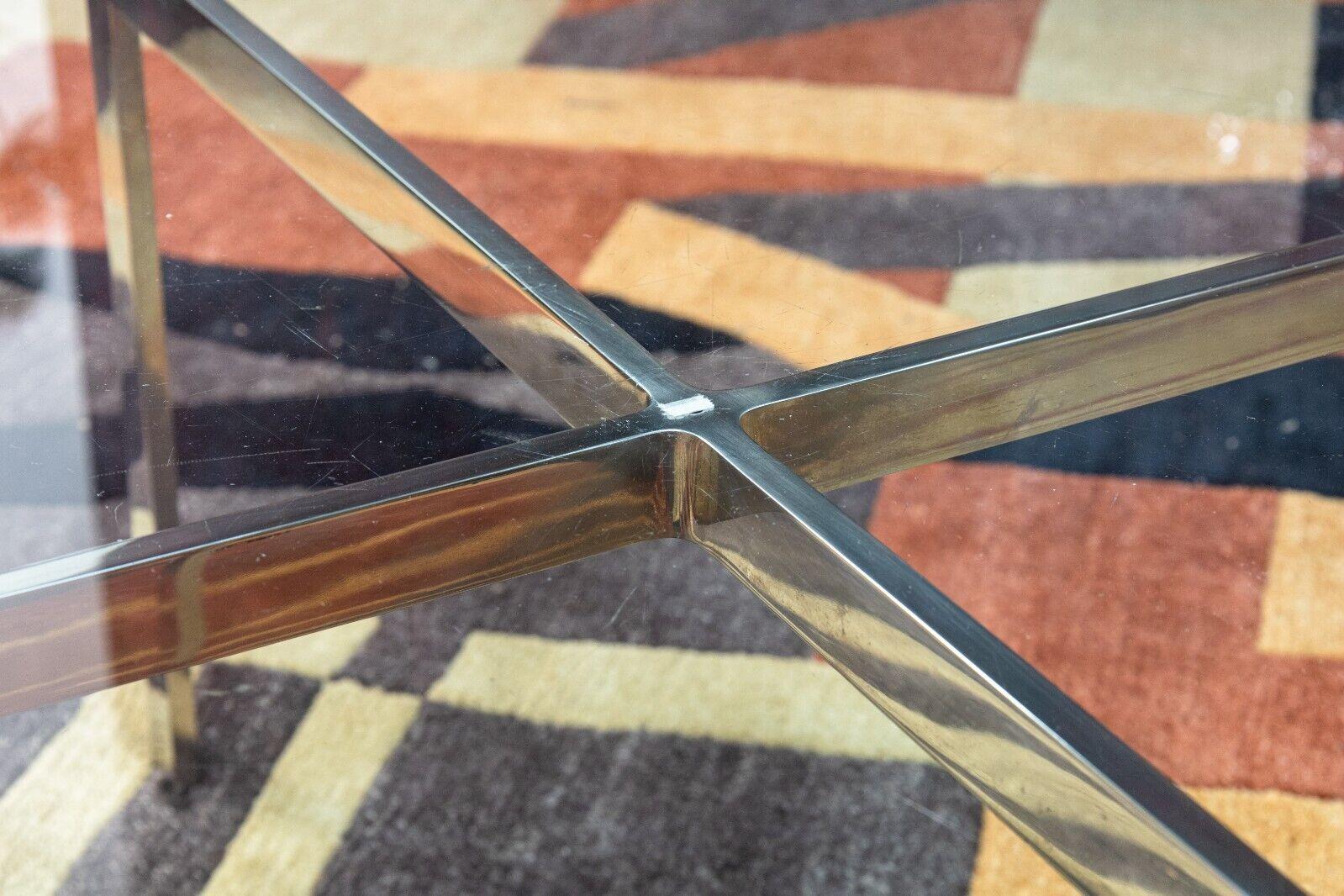 Mies van der Rohe for Knoll Barcelona Chrome and Glass Coffee Table Mid Century In Good Condition For Sale In Keego Harbor, MI