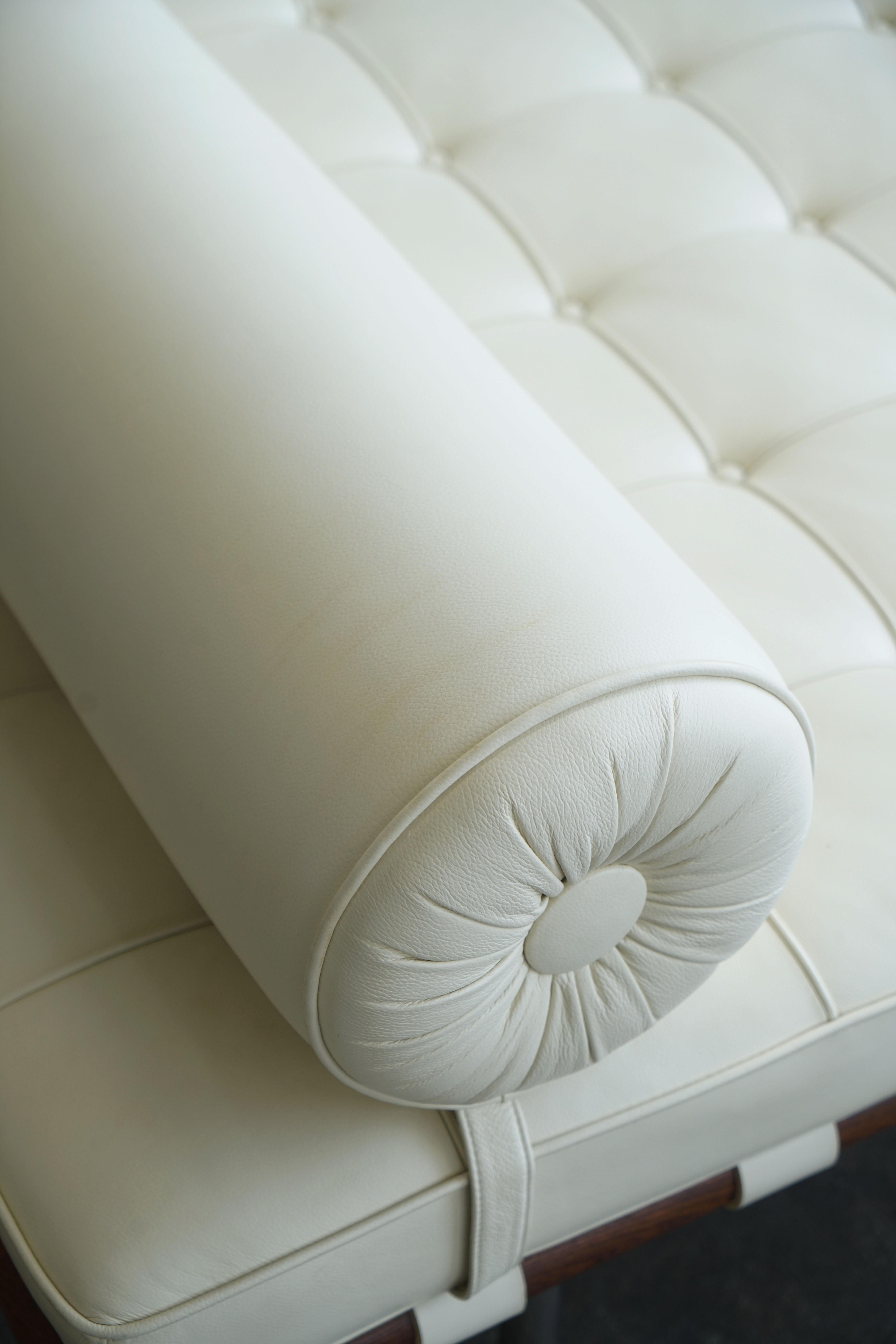 Mies van der Rohe für Knoll Barcelona Couch-Tagesbett aus elfenbeinfarbenem Leder im Angebot 5