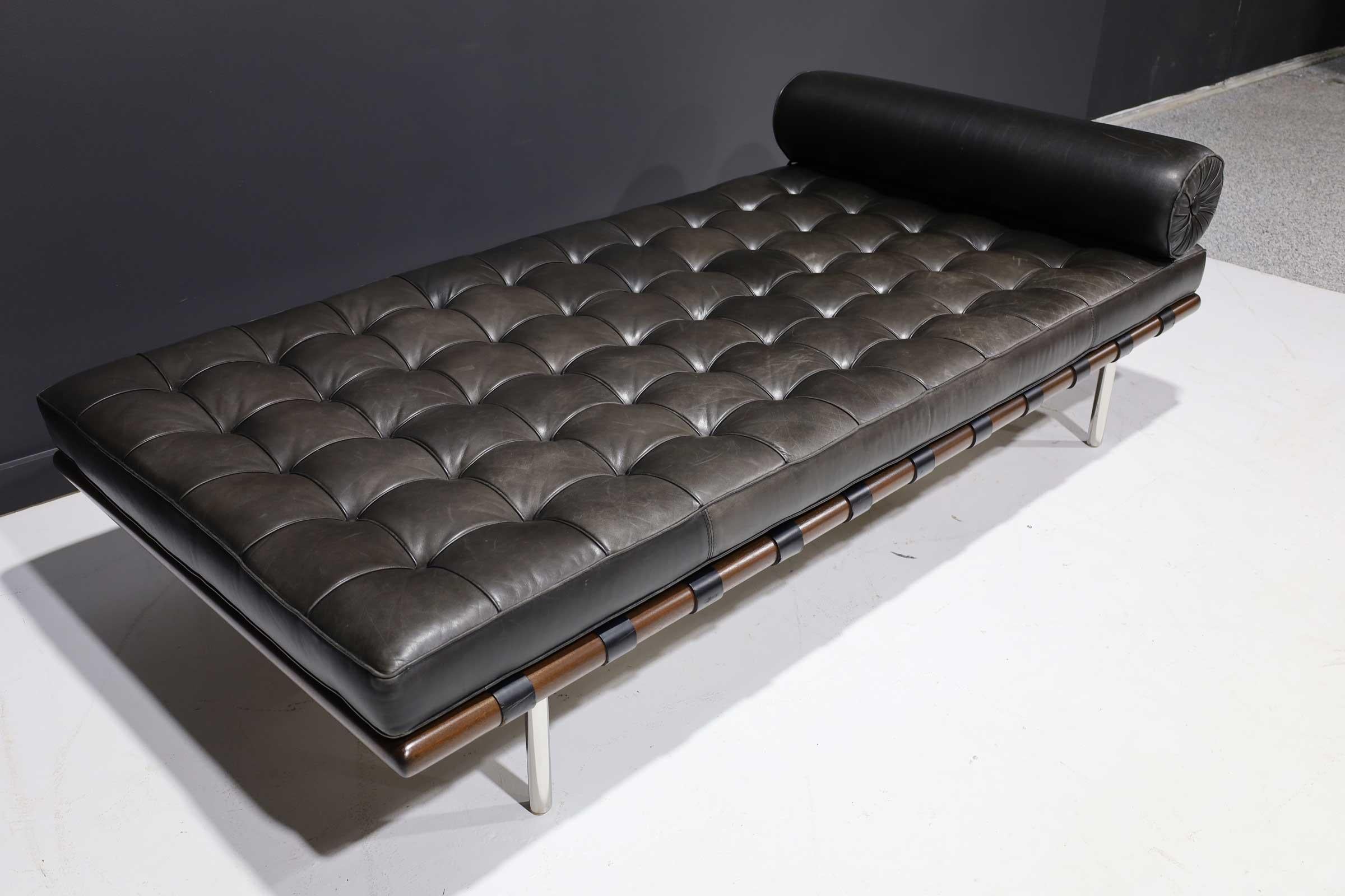 North American Mies van der Rohe for Knoll Barcelona Daybed in Black Leather
