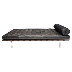 Retro Mies van der Rohe for Knoll Barcelona Daybed in Black Leather