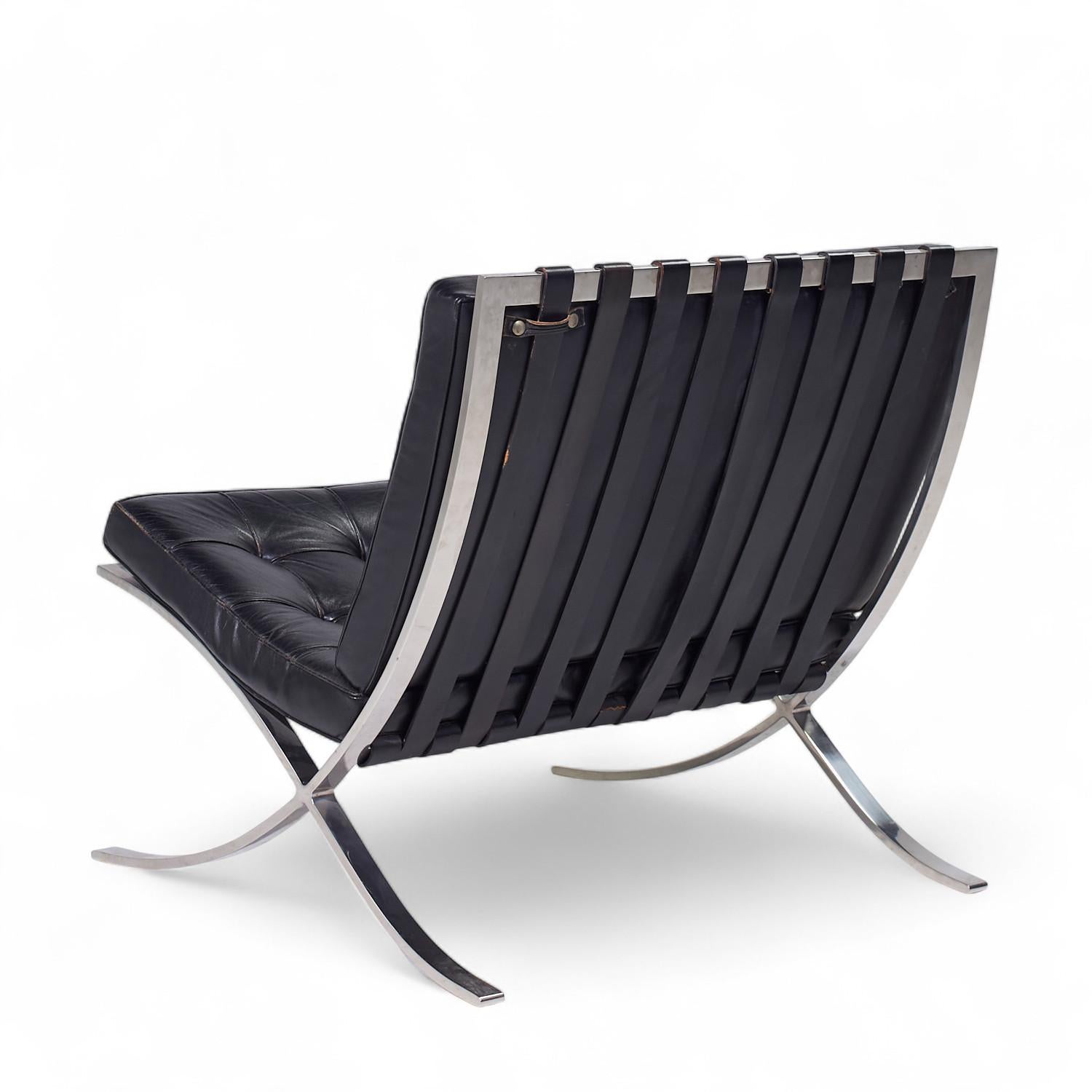 Mies Van Der Rohe for Knoll Barcelona Mid Century Lounge Chairs - Pair For Sale 1