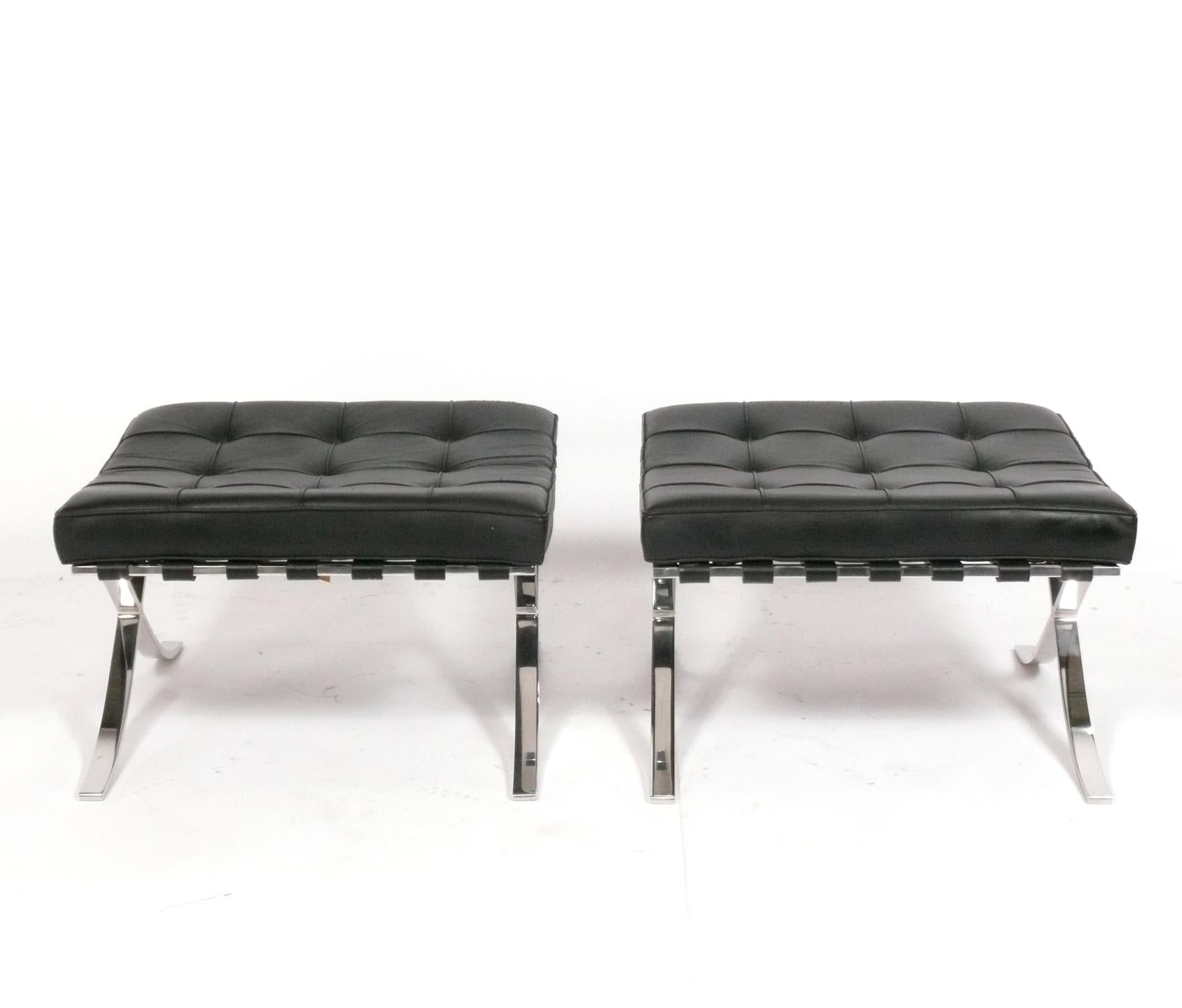Mid-Century Modern Mies van der Rohe for Knoll Barcelona Ottomans circa 1979 Pair Available For Sale
