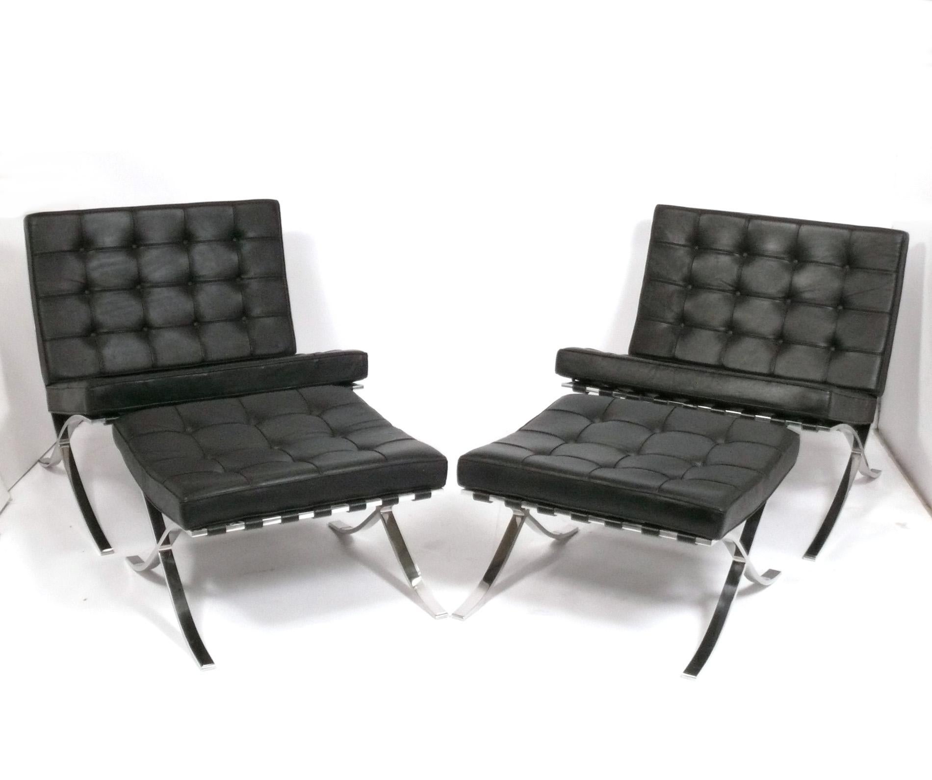 Leather Mies van der Rohe for Knoll Barcelona Ottomans circa 1979 Pair Available For Sale