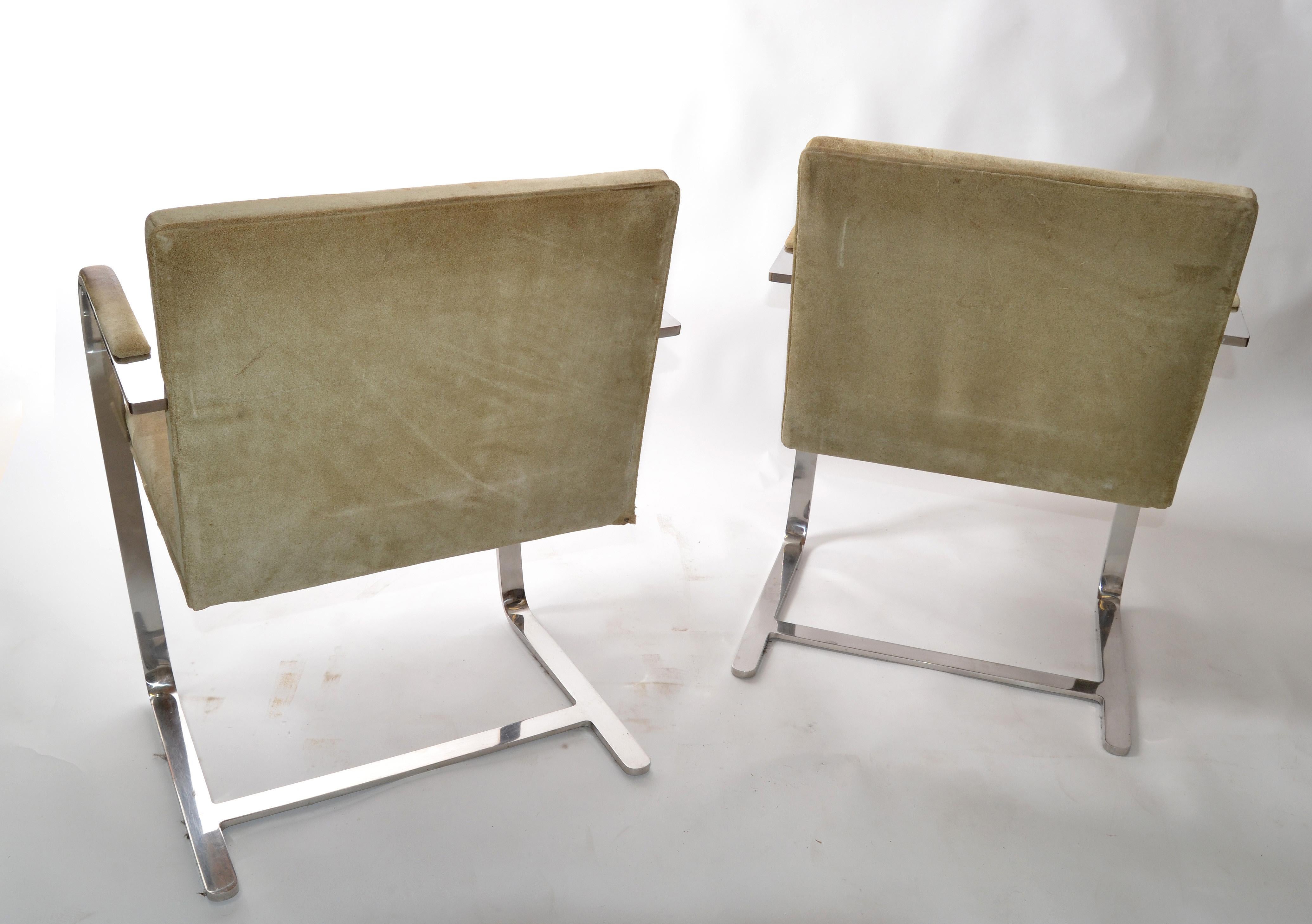 Mies Van Der Rohe For Knoll Beige Ultrasuede Stainless Steel Brno Chairs, Pair  3