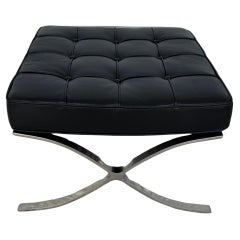 Mies van der Rohe for Knoll Black Tufted Leather Barcelona Ottoman